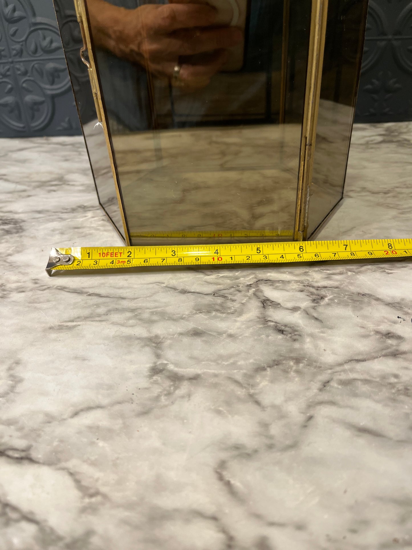Smokey glass and brass lantern
