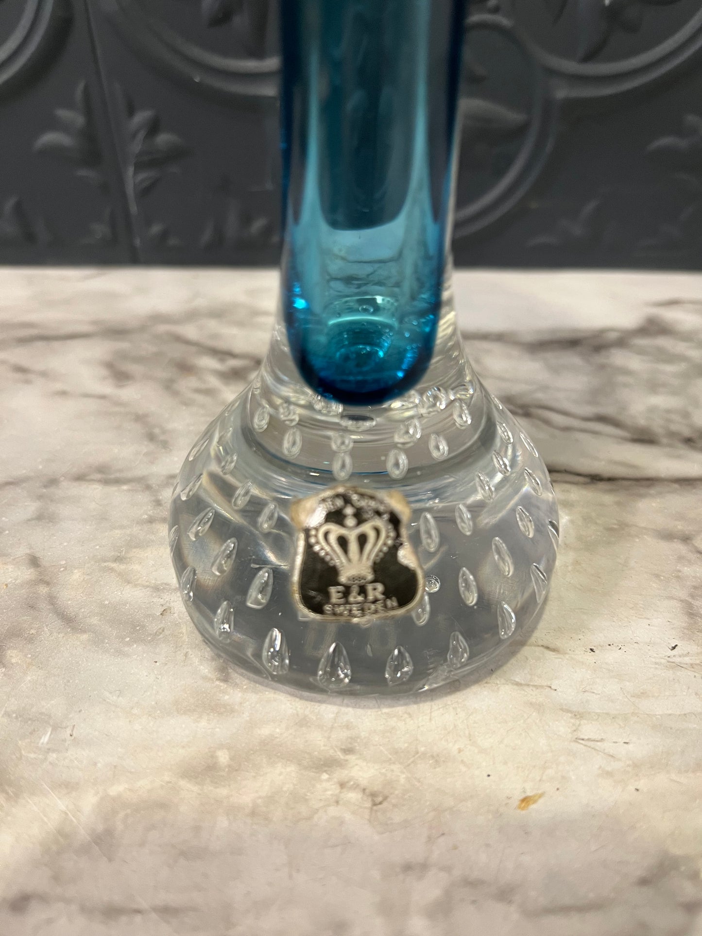Golden Crown E&R Blue Pulpit Glass Vase
