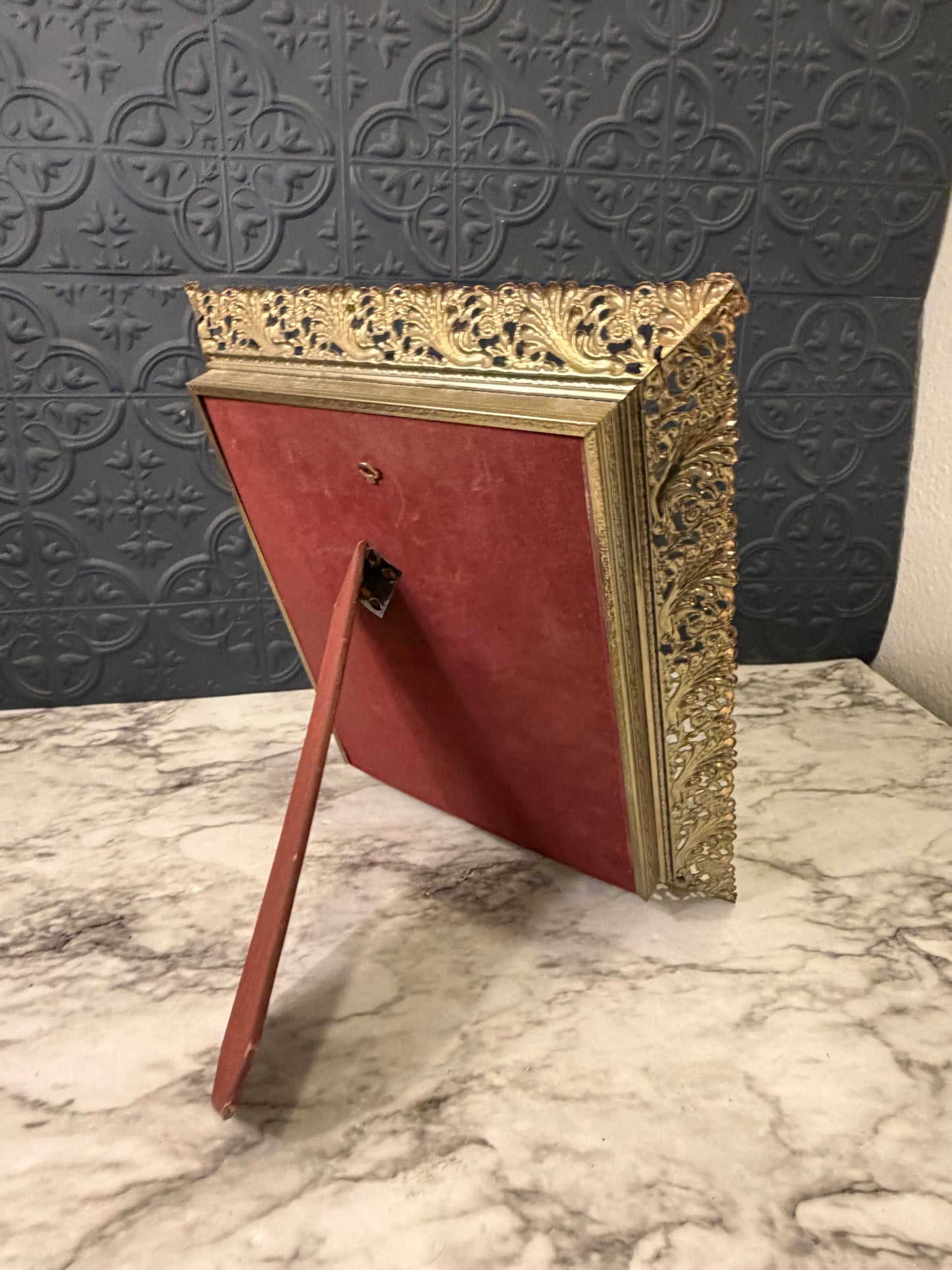 Crossstitch in Brass Filligree Frame