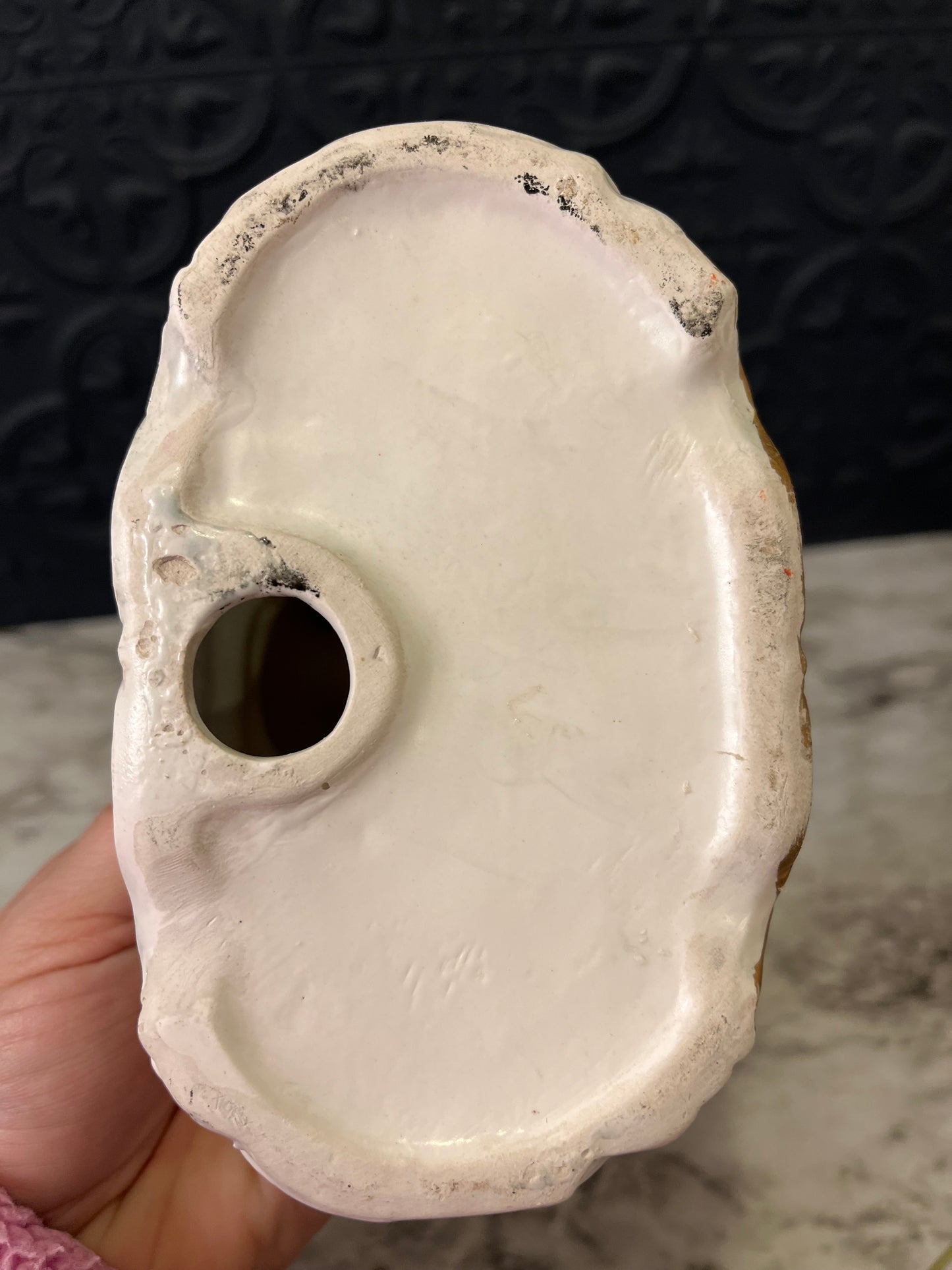 Vintage Porcelain Cherub Lipstick Holder