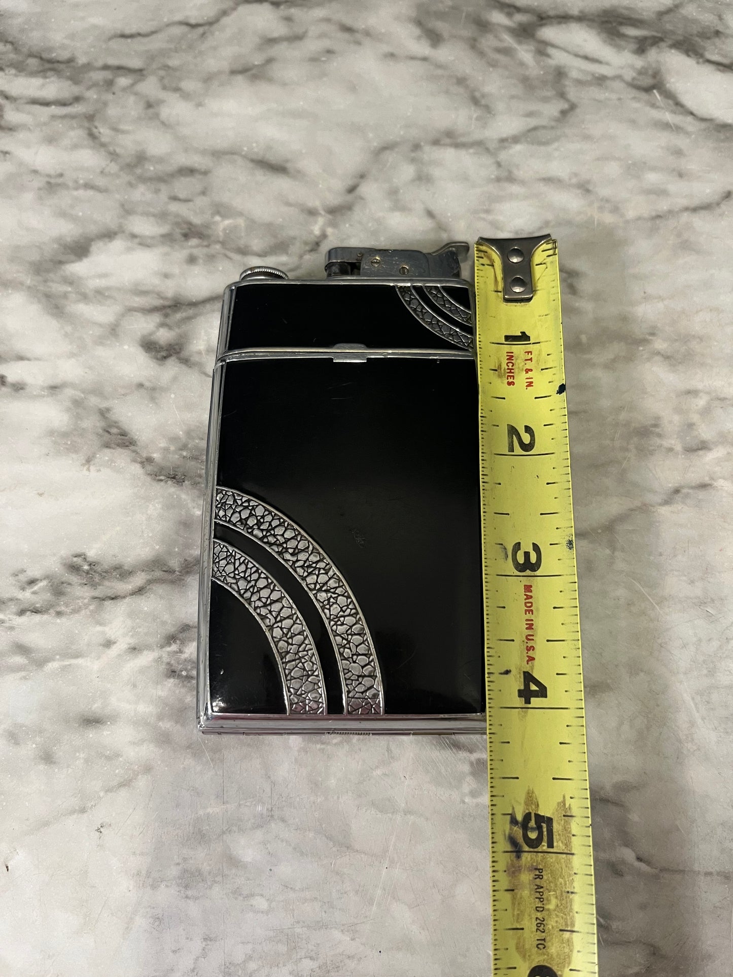 Art Deco Black and Silver Lighter and Cigarette Case