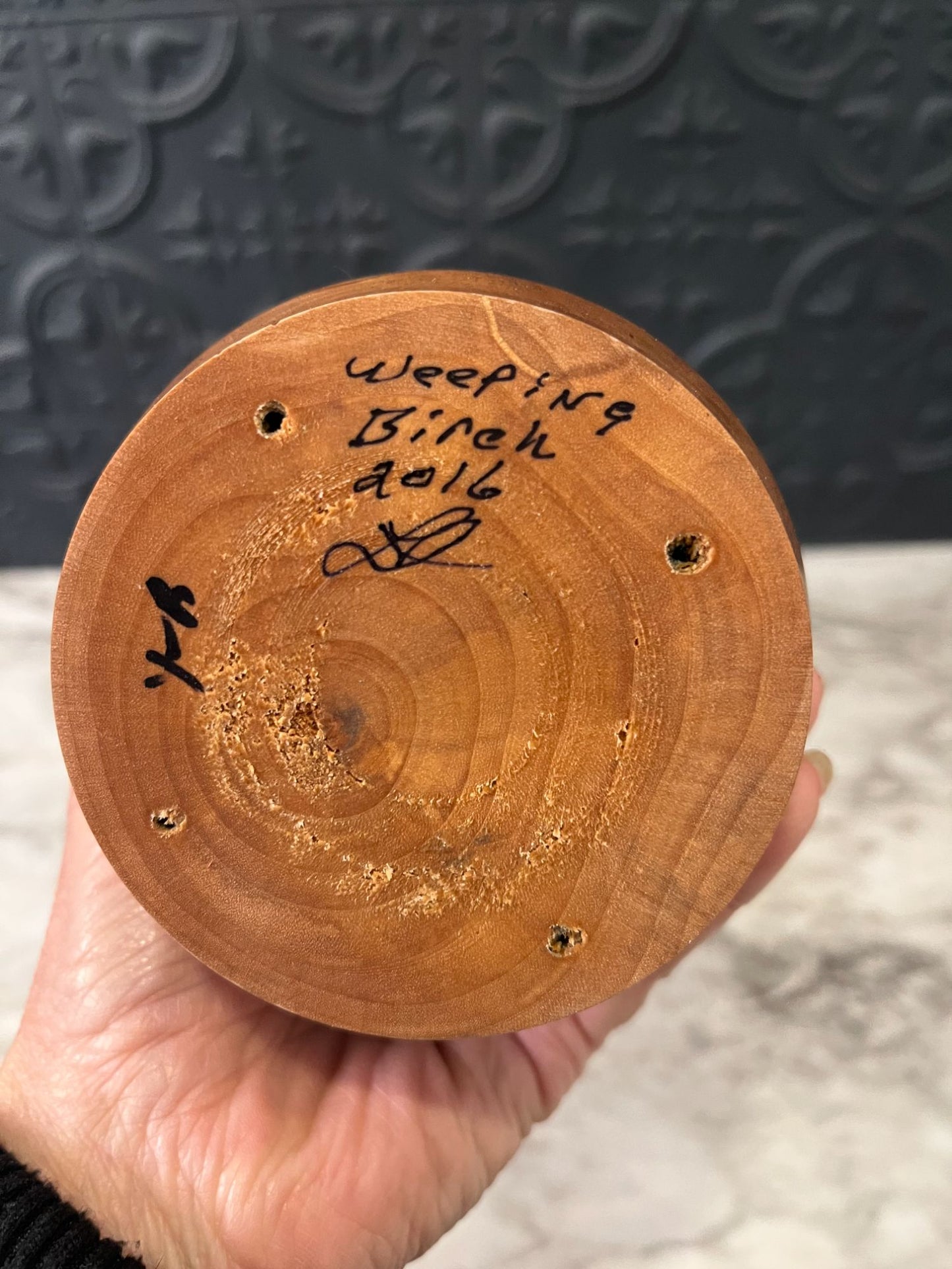 Hand Carved Wood Candle Holder