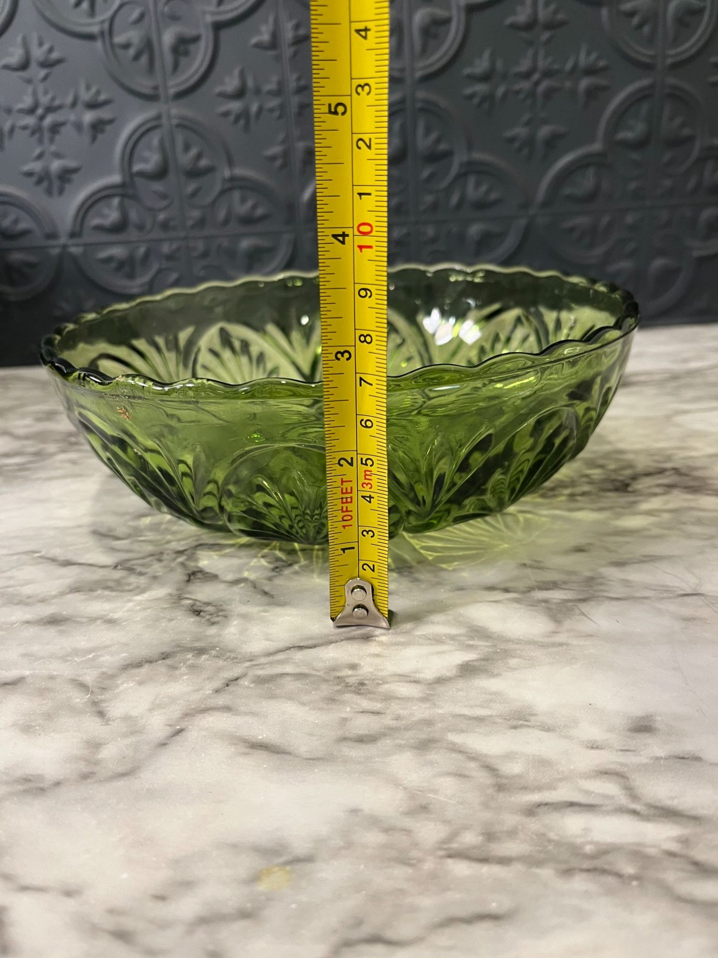 Anchor Hocking Green Medallion Bowl