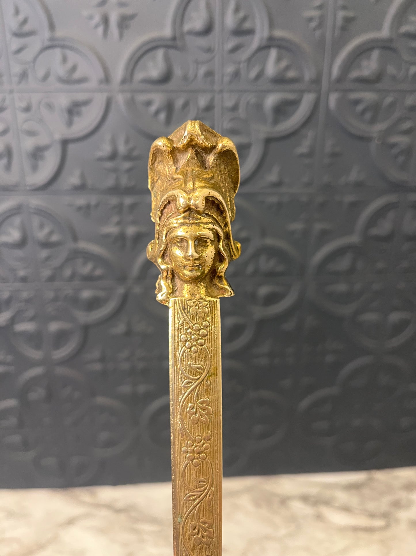 Brass Letter Opener with Woman and Floral detail