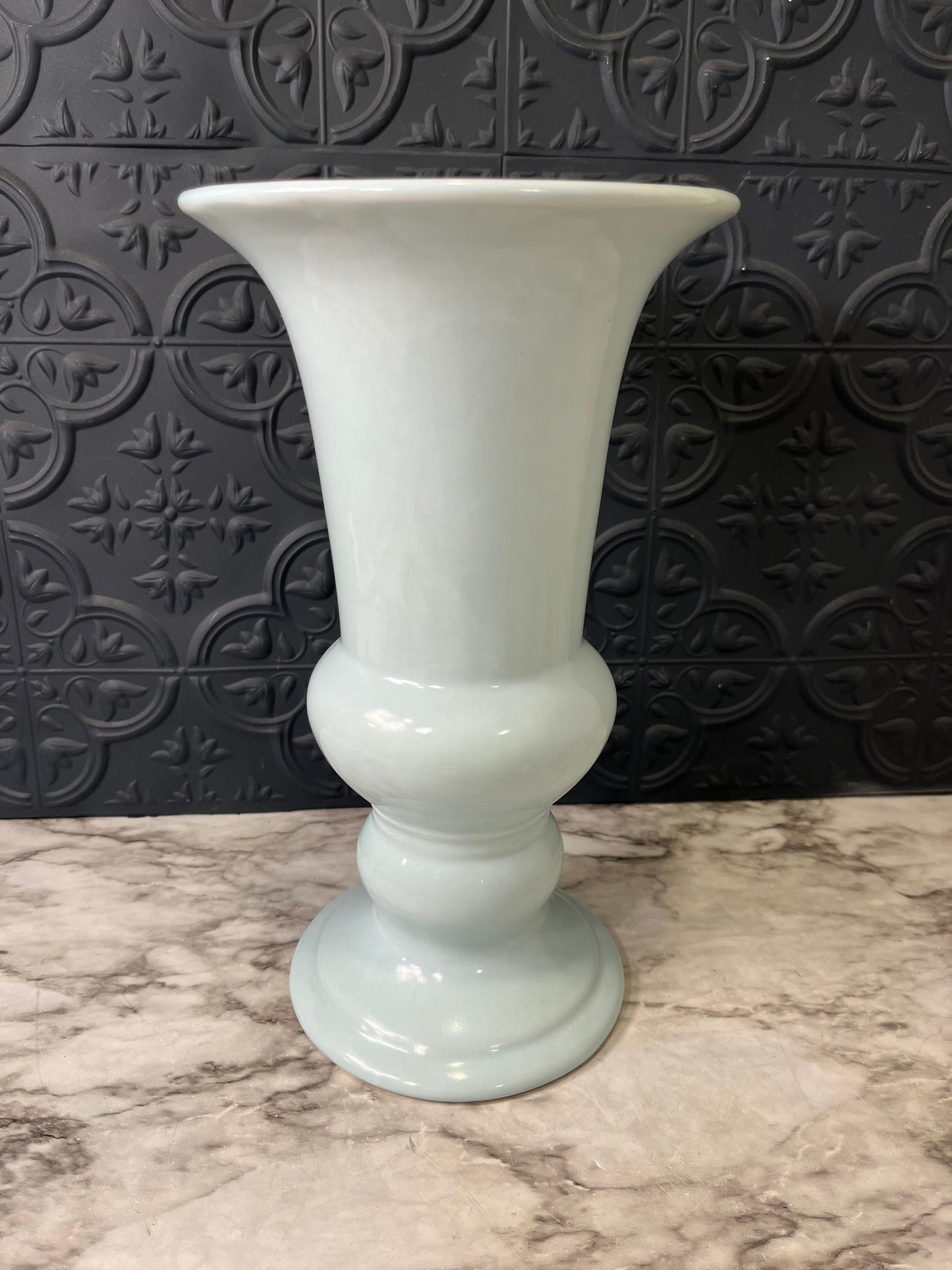 Large Light Blue Fluted Vase