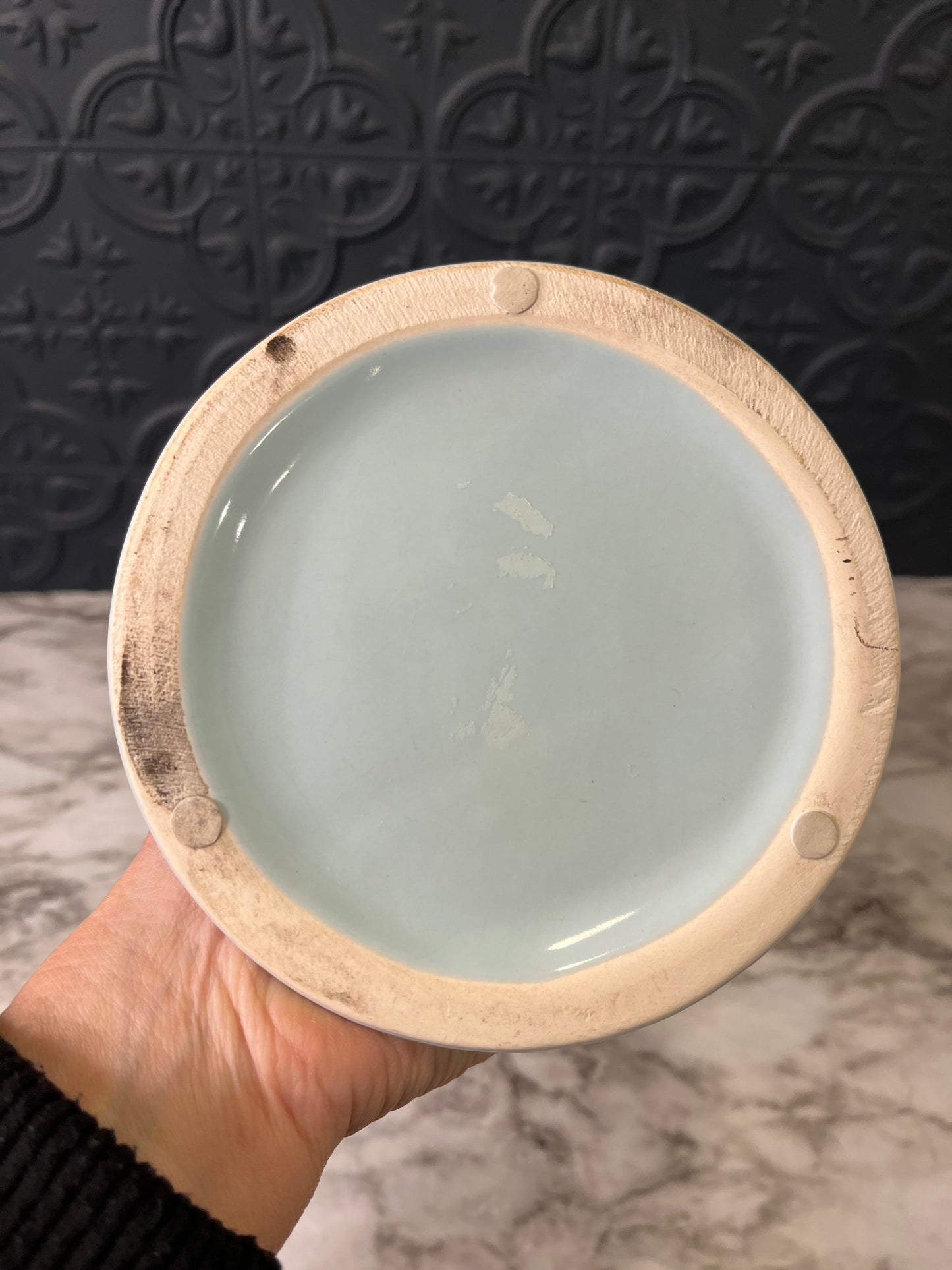 Large Light Blue Fluted Vase