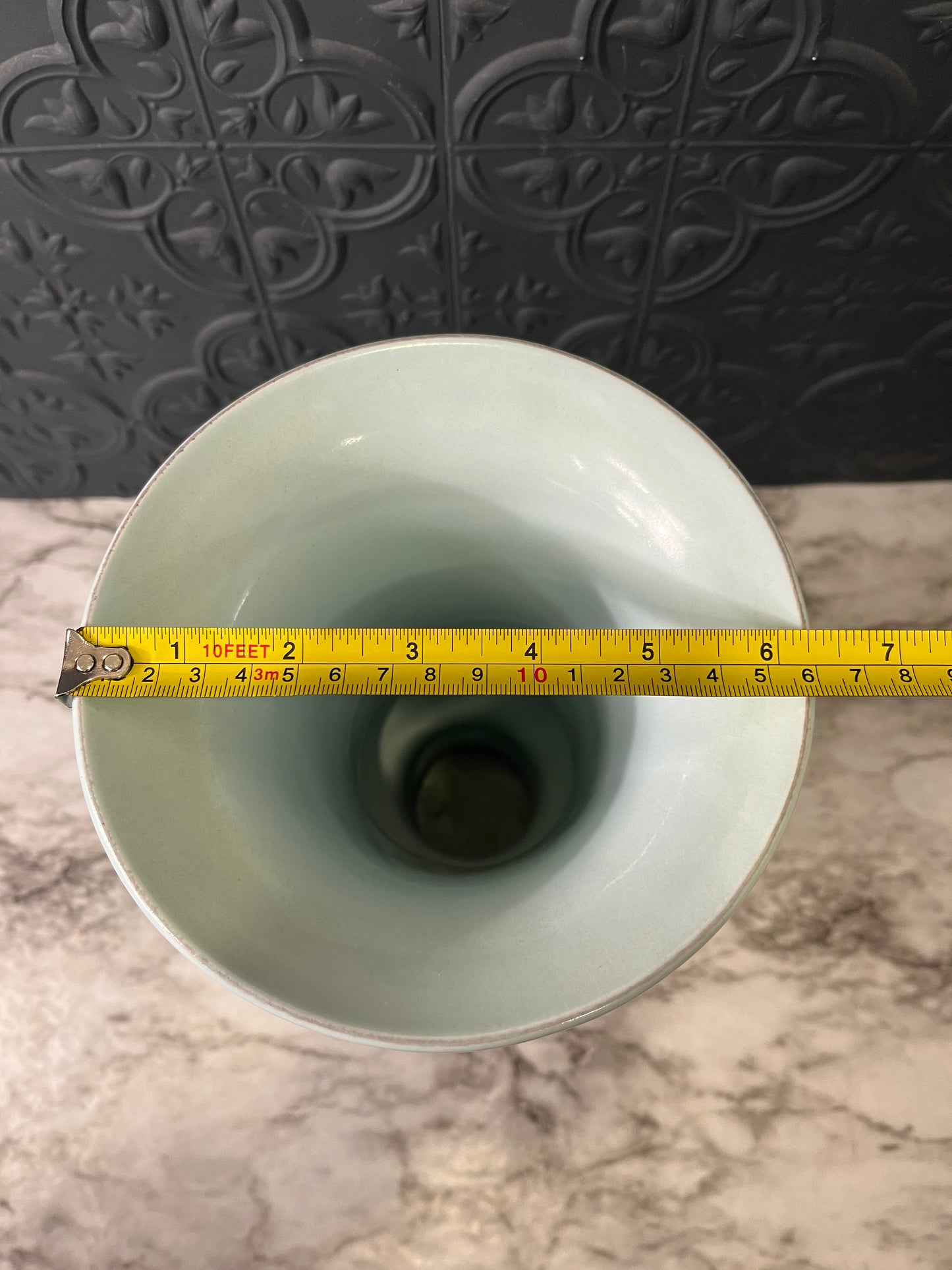 Large Light Blue Fluted Vase