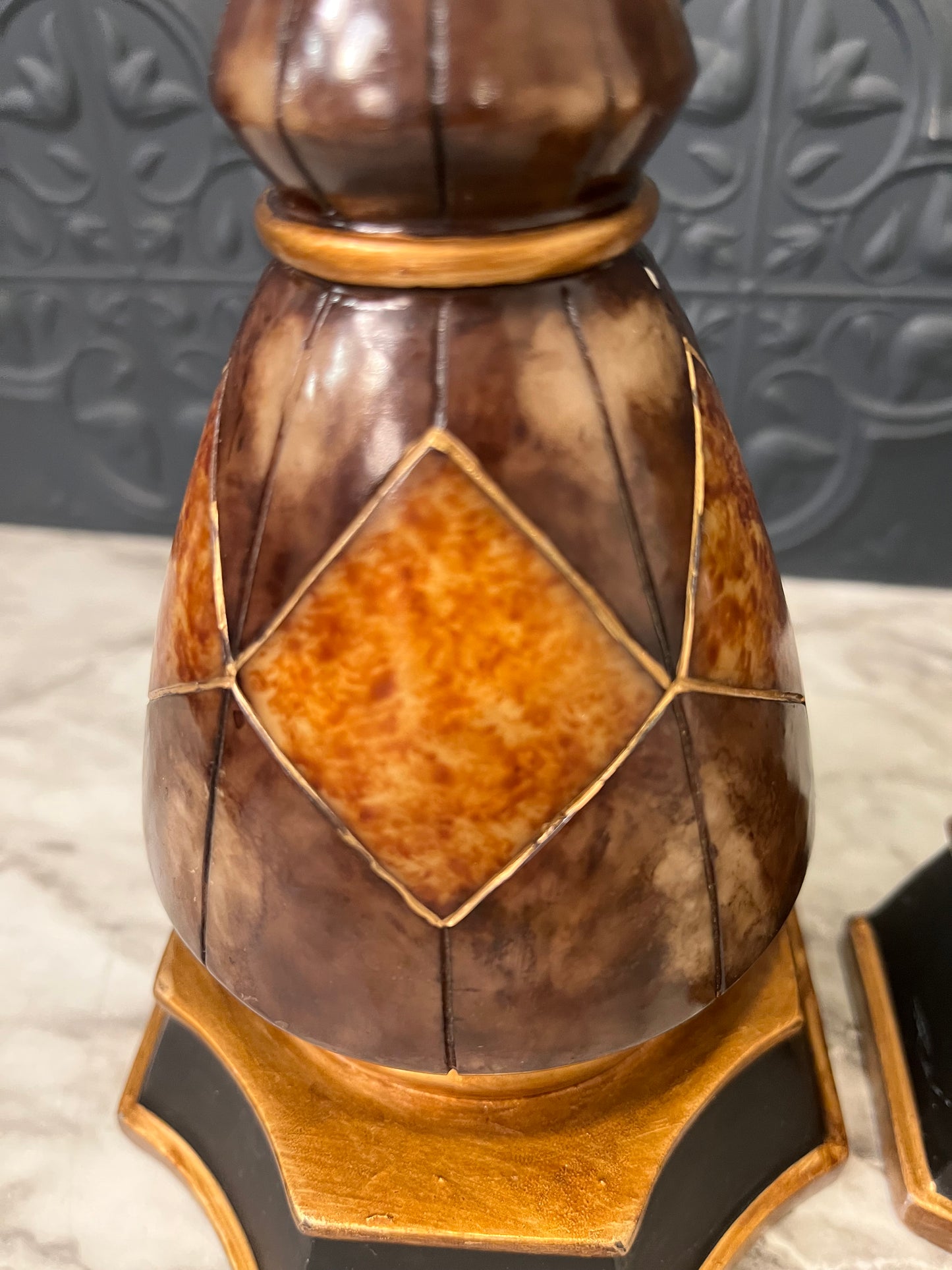 Bookends with Orange Diamond Design