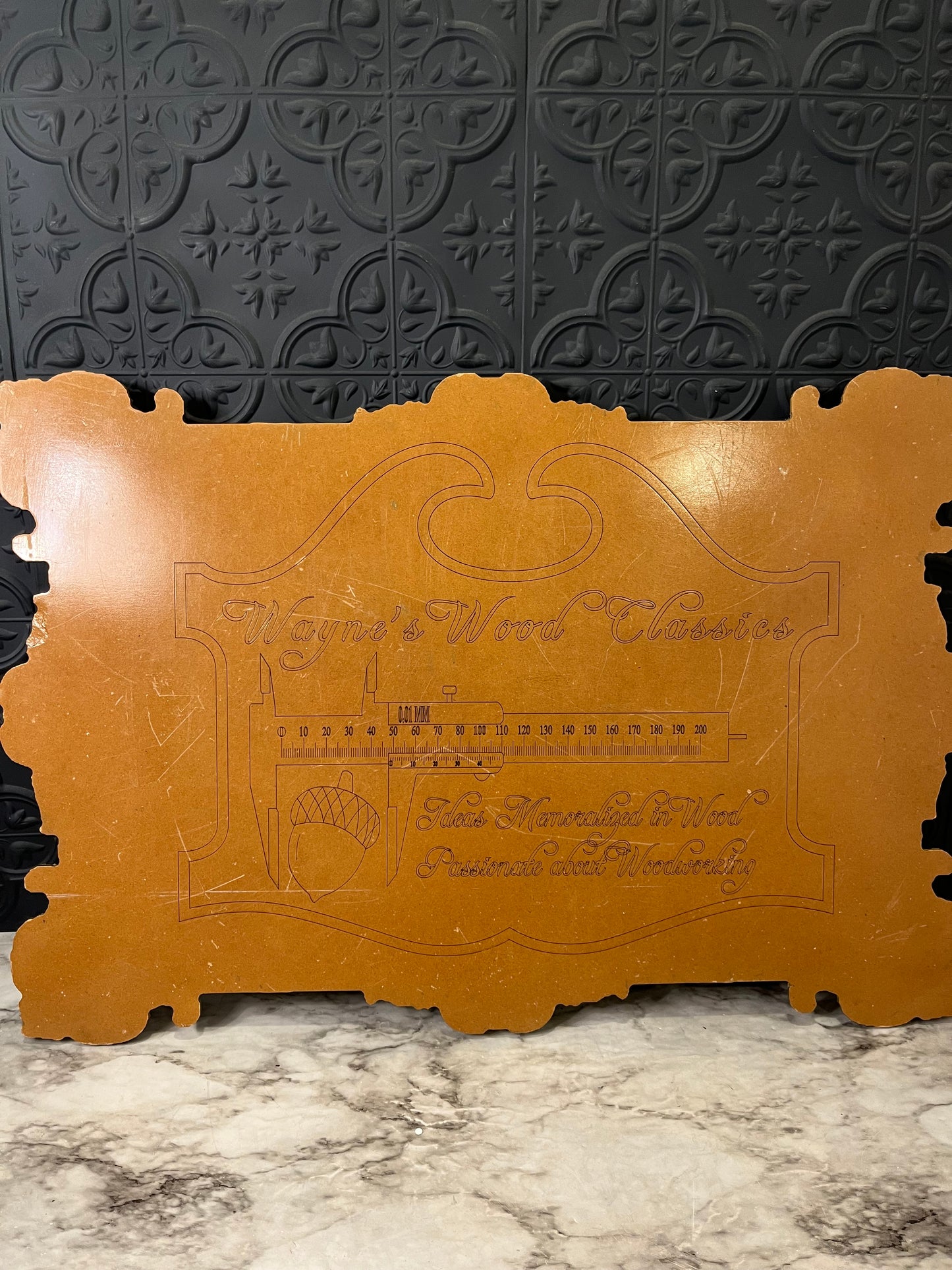 World Map with Ornate Plastic gold frame