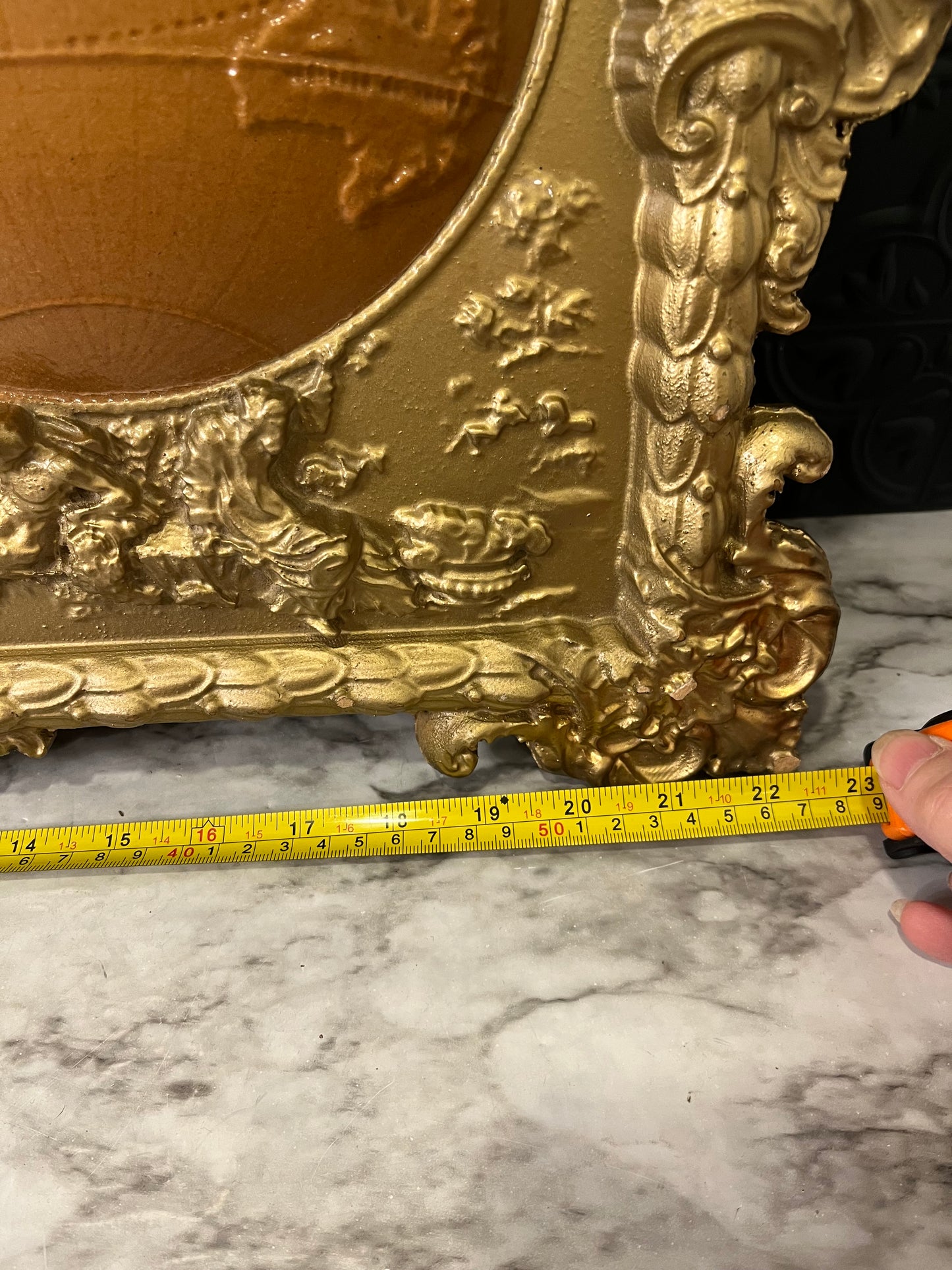 World Map with Ornate Plastic gold frame