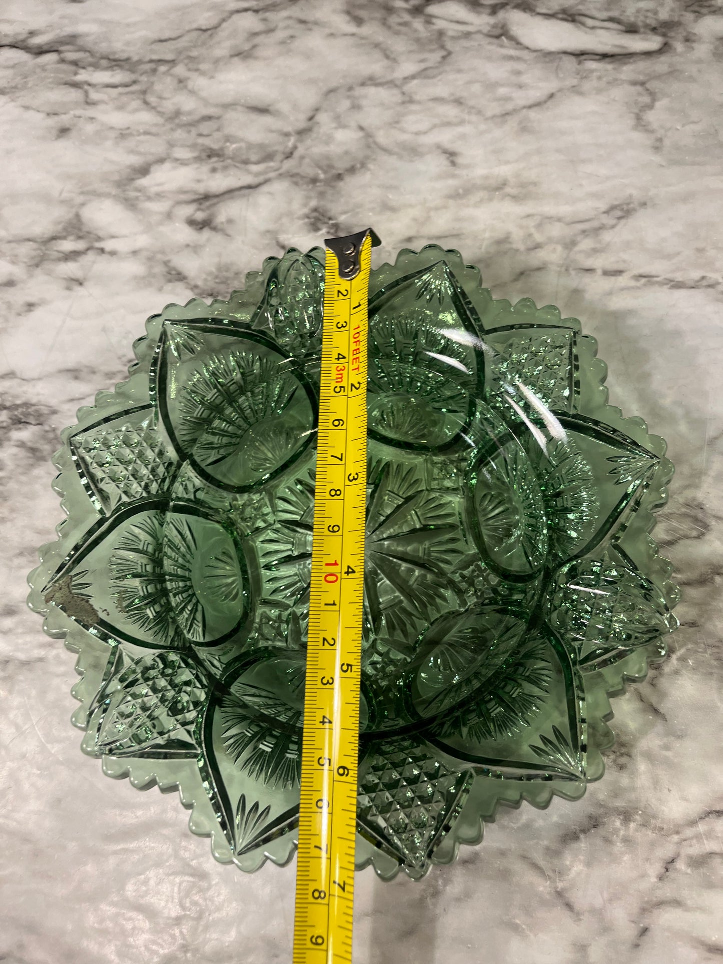 Dark Green Cut Glass Bowl