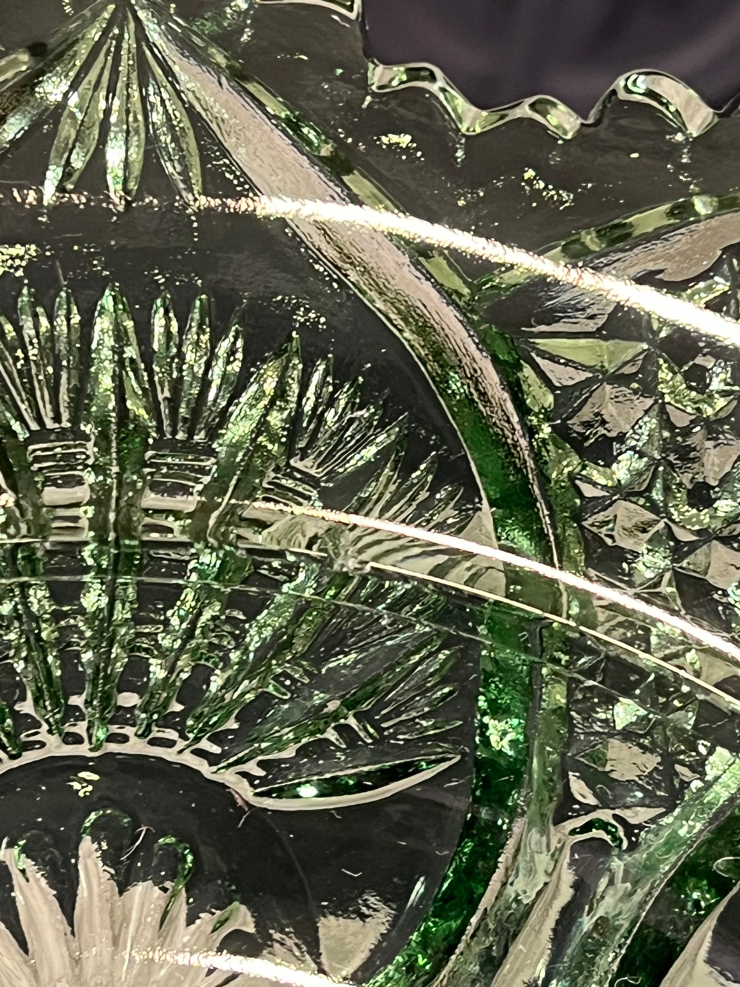 Dark Green Cut Glass Bowl