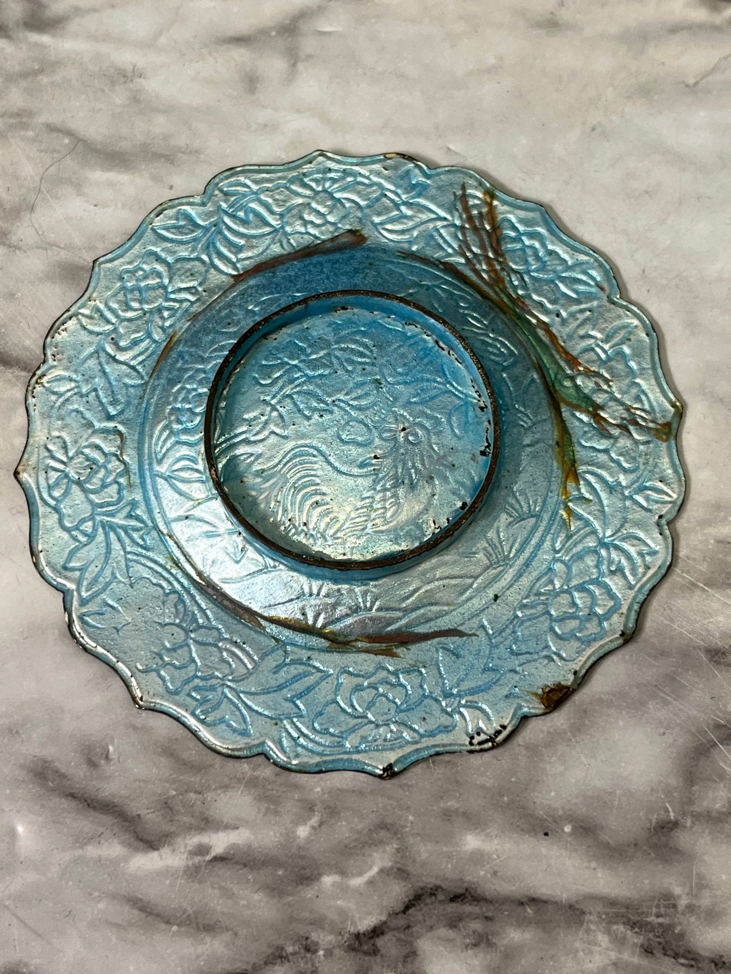 Mini Cloisonne Plate with Rooster