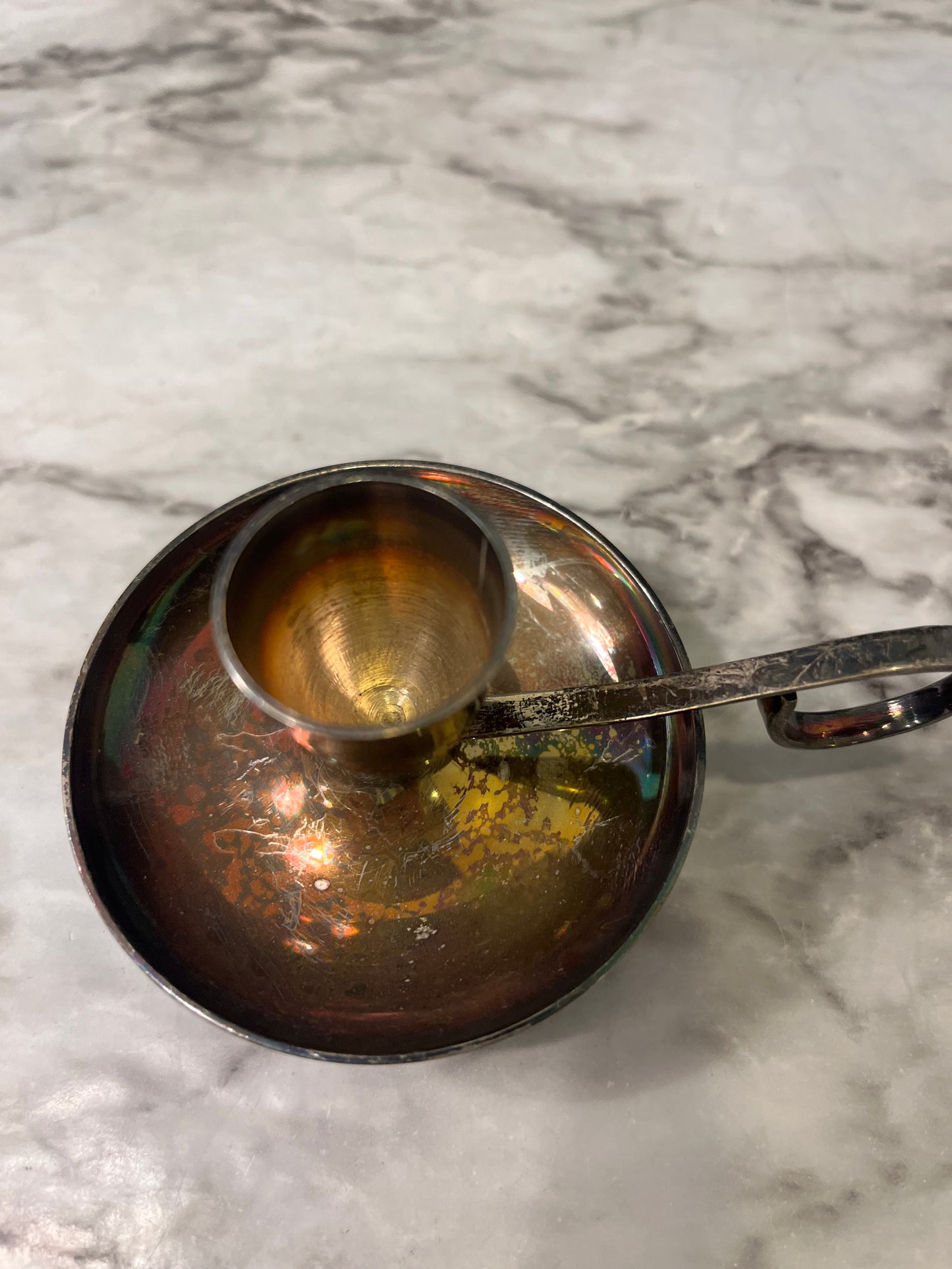 Silver Plate Chamber Candle Stick Round