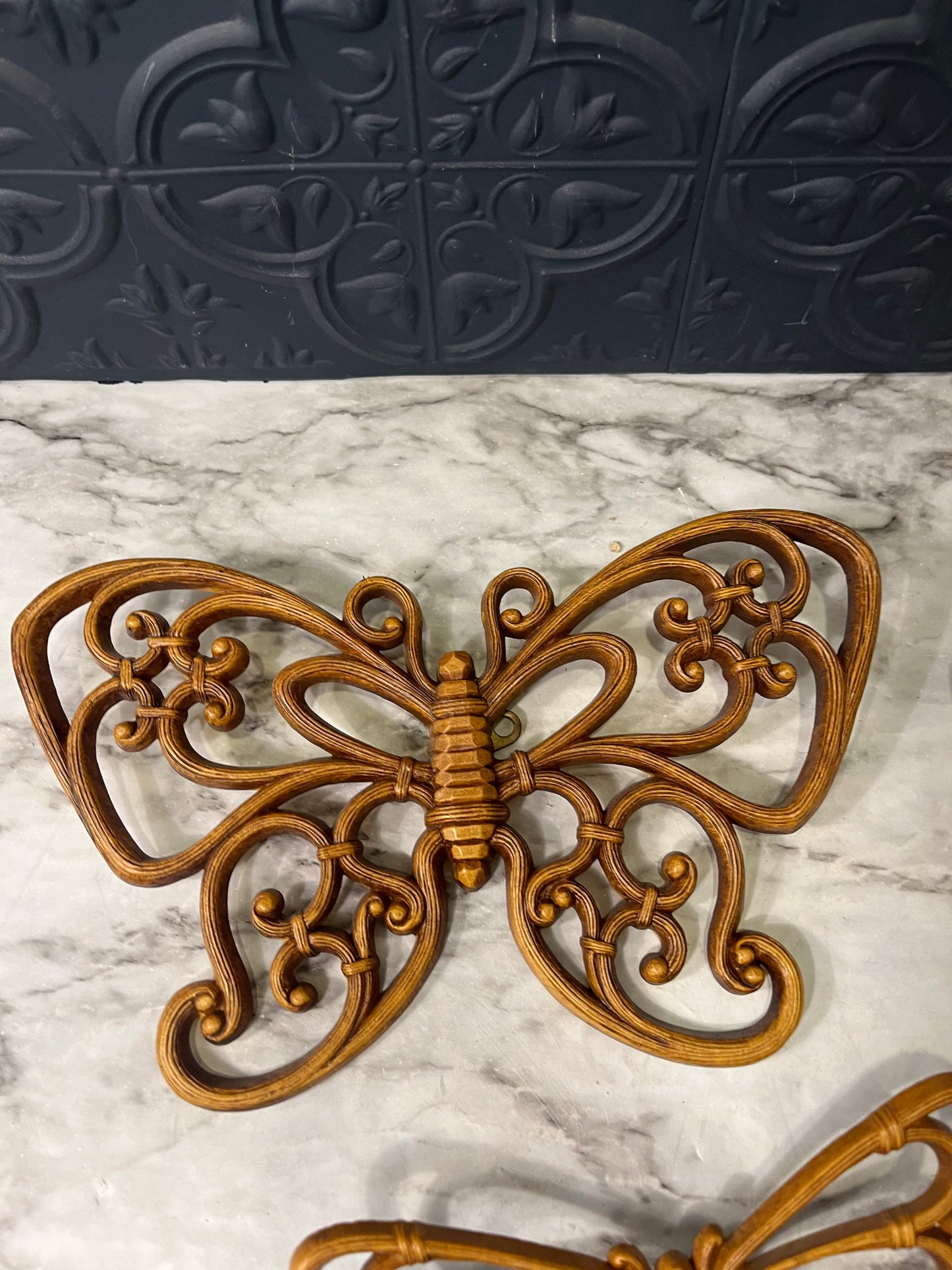 Homco Brown Plastic Butterflies x 3