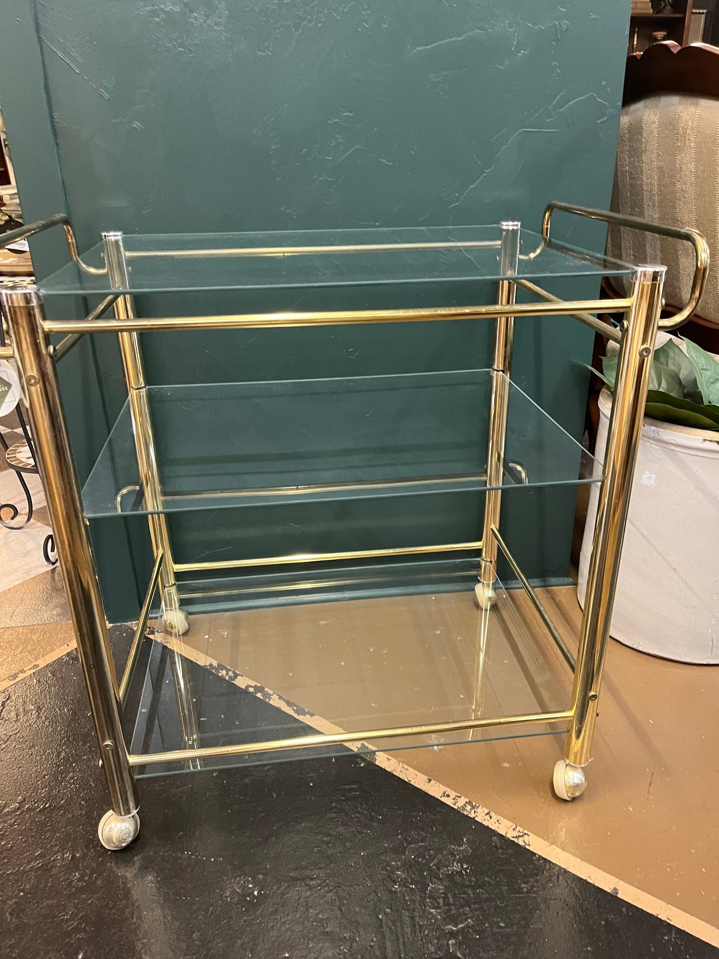 Brass and Glass Bar Cart