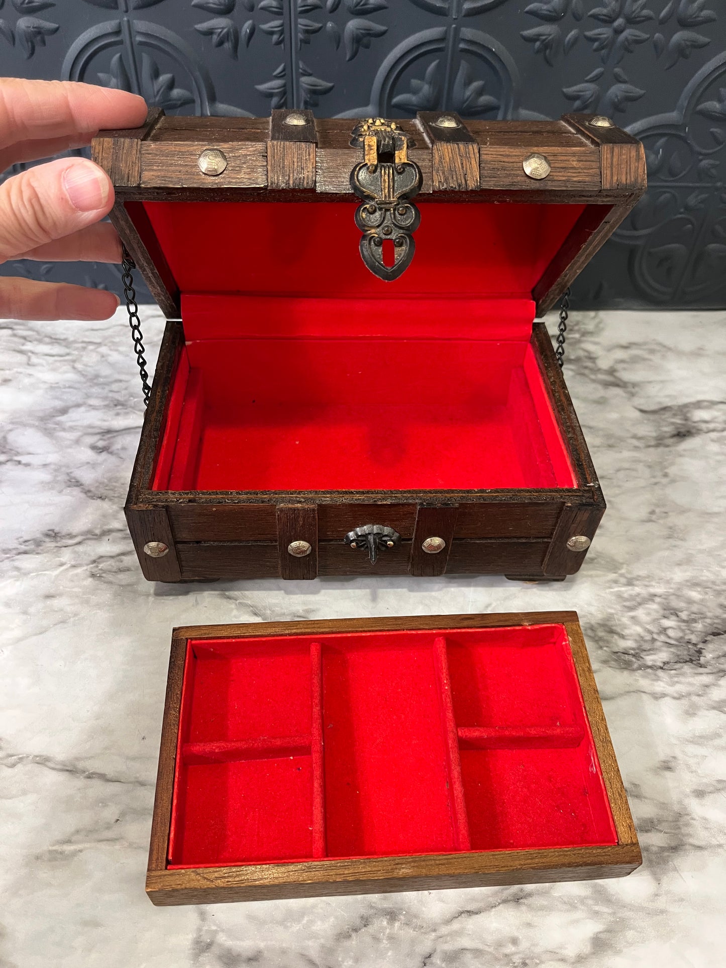 Wooden Pirate Ship Jewelry Box