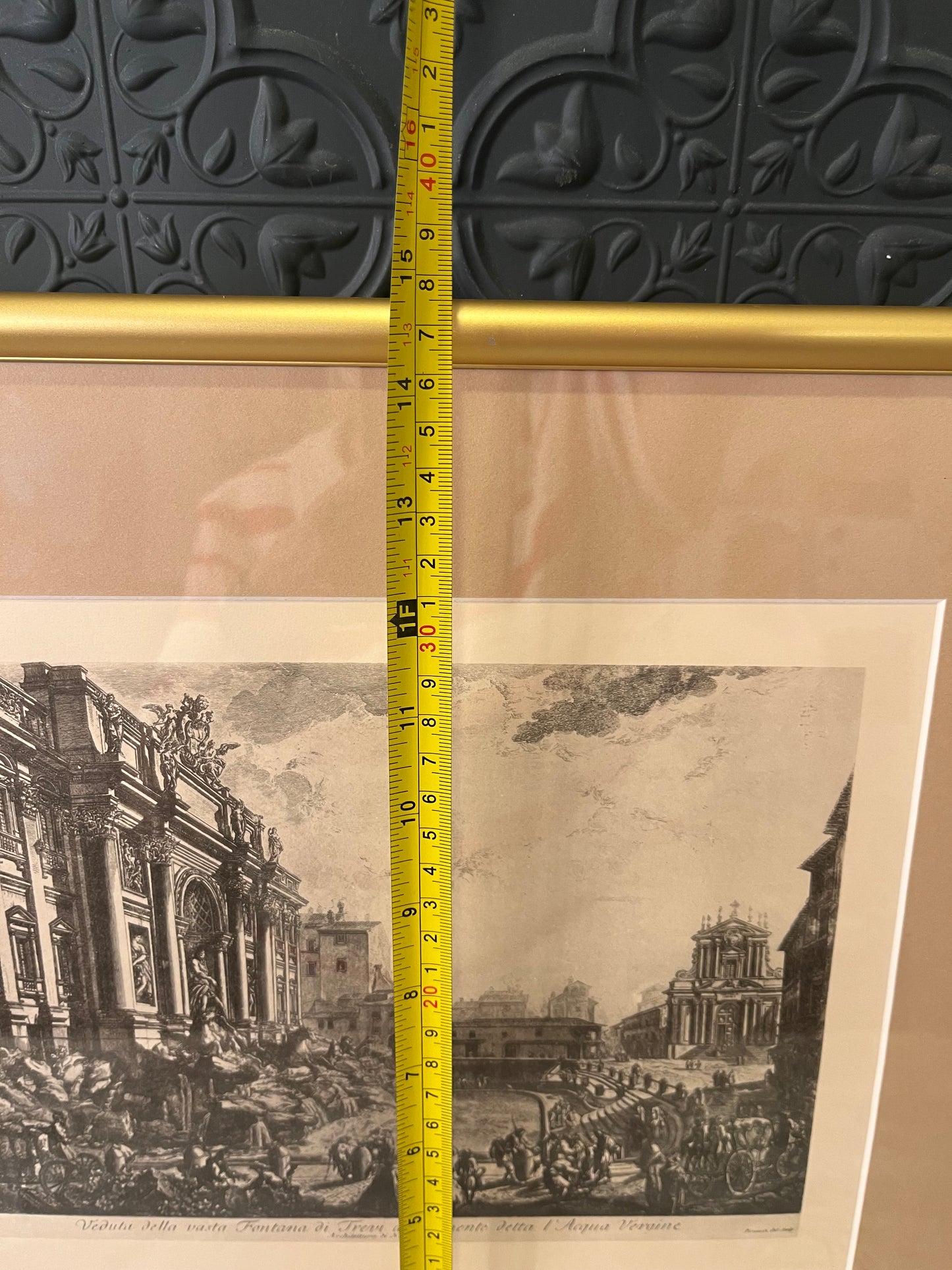 Trevi water fountain print in gold frame