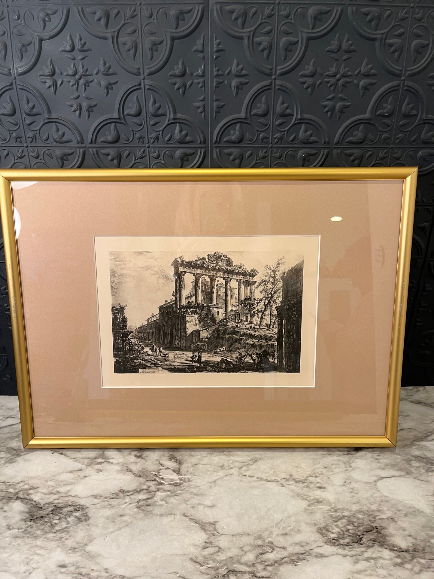 Temple of Concordia print in gold frame