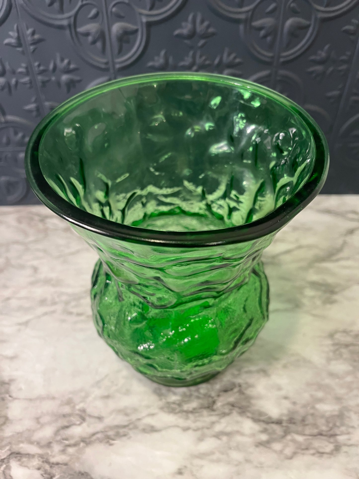EO Brody Green Glass Crinkle Vase