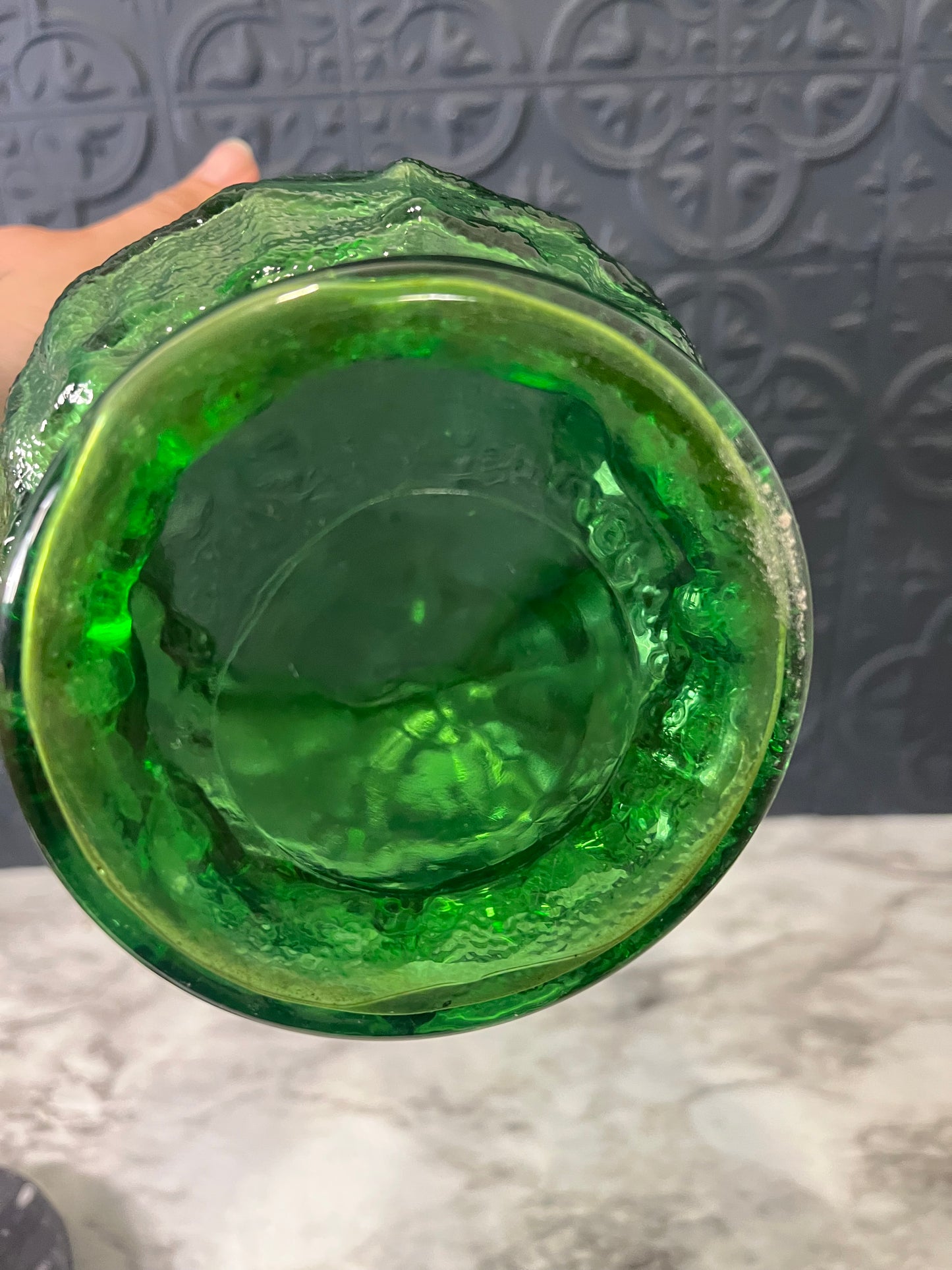 EO Brody Green Glass Crinkle Vase