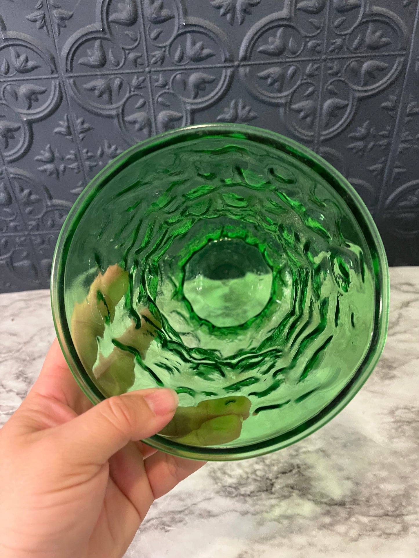 EO Brody Green Glass Crinkle Vase