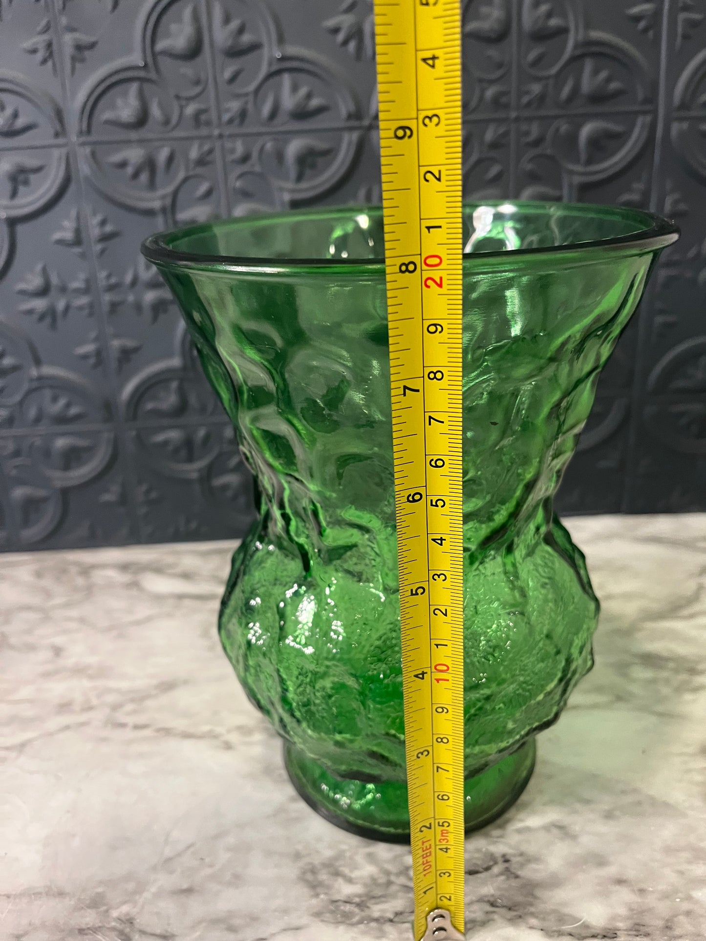 EO Brody Green Glass Crinkle Vase