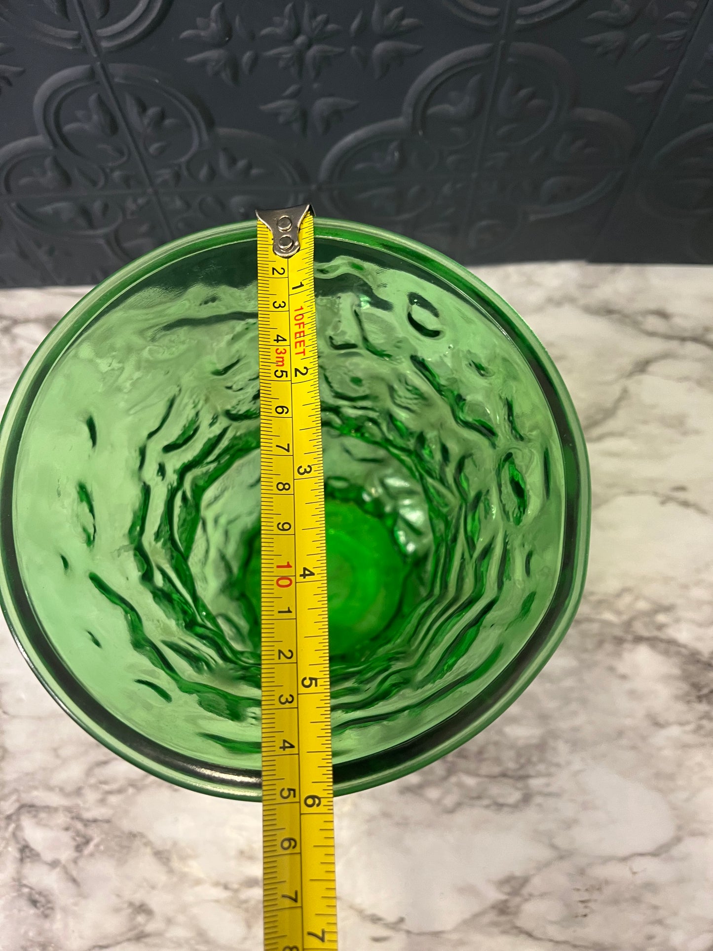 EO Brody Green Glass Crinkle Vase