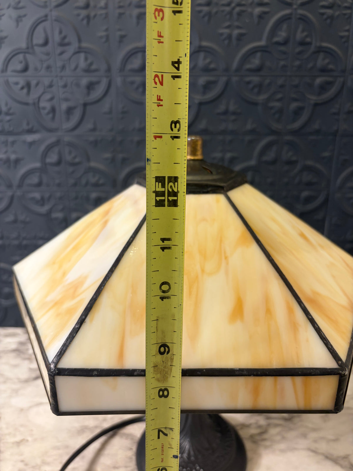 13" tall Table Lamp with Faux Slag Shade