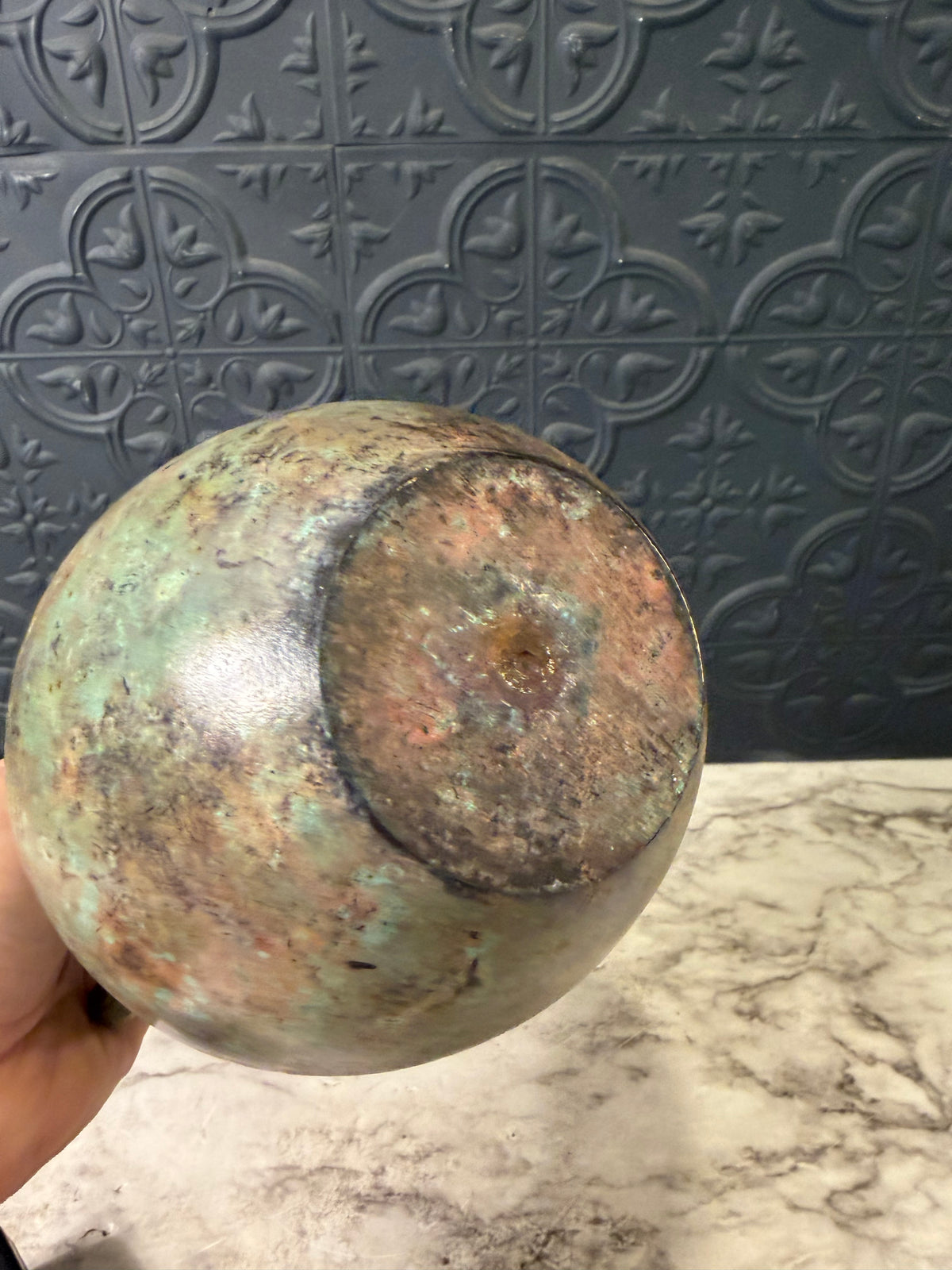 Green Metal Double Handle Vase