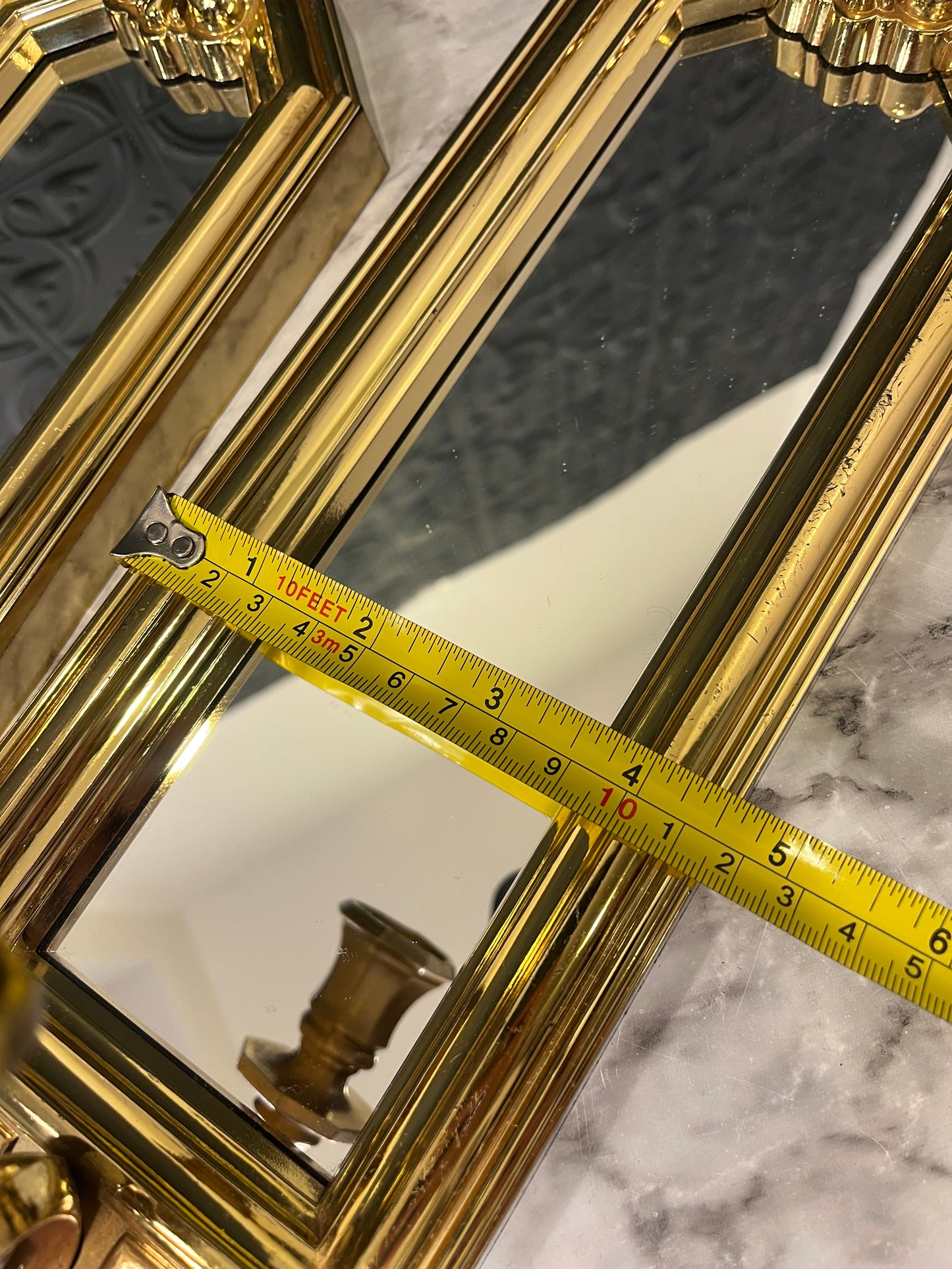 Gold Syroco Mirrored Candle Sconces x 2