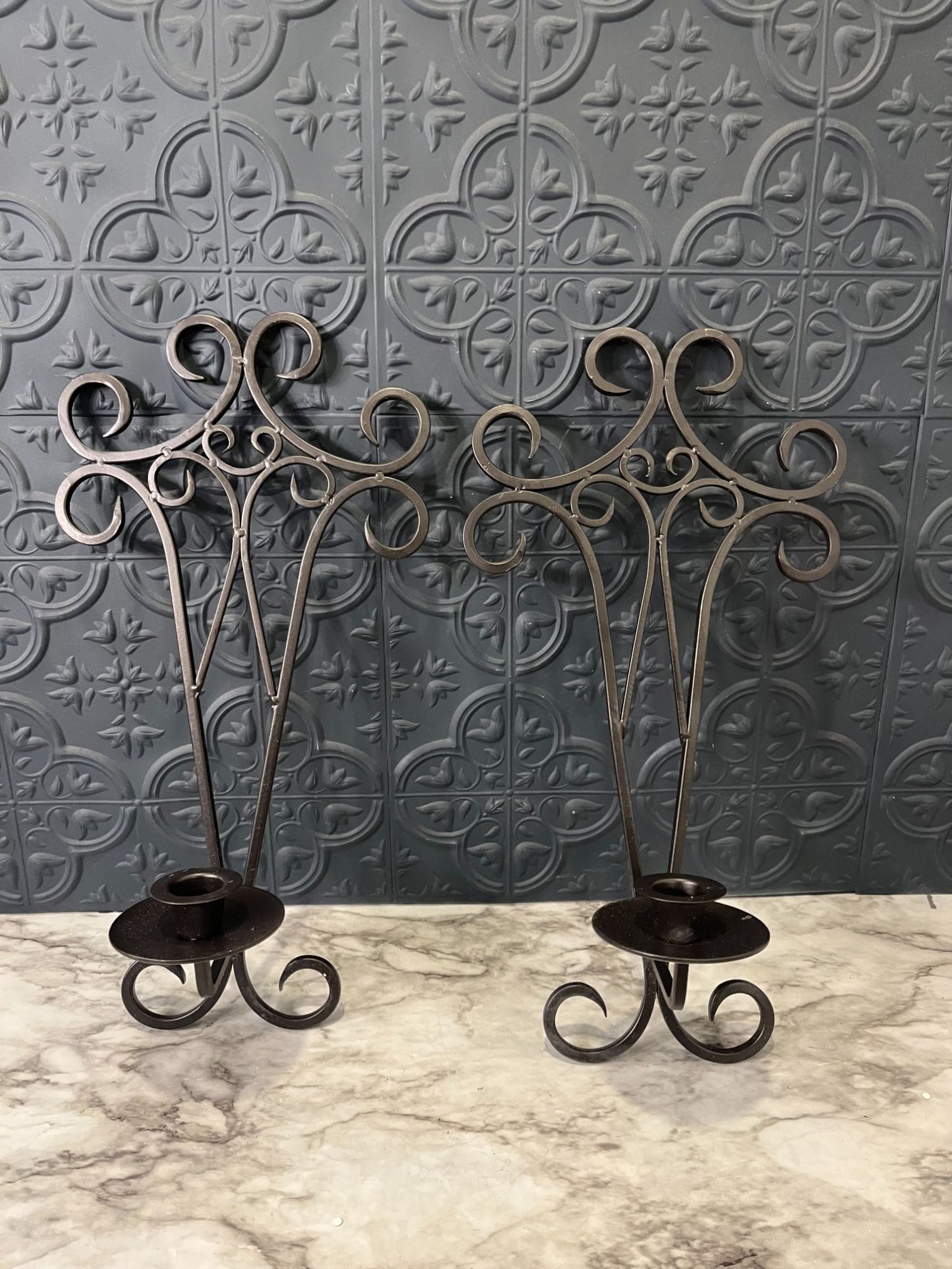 Black Metal Sconces Set of 2