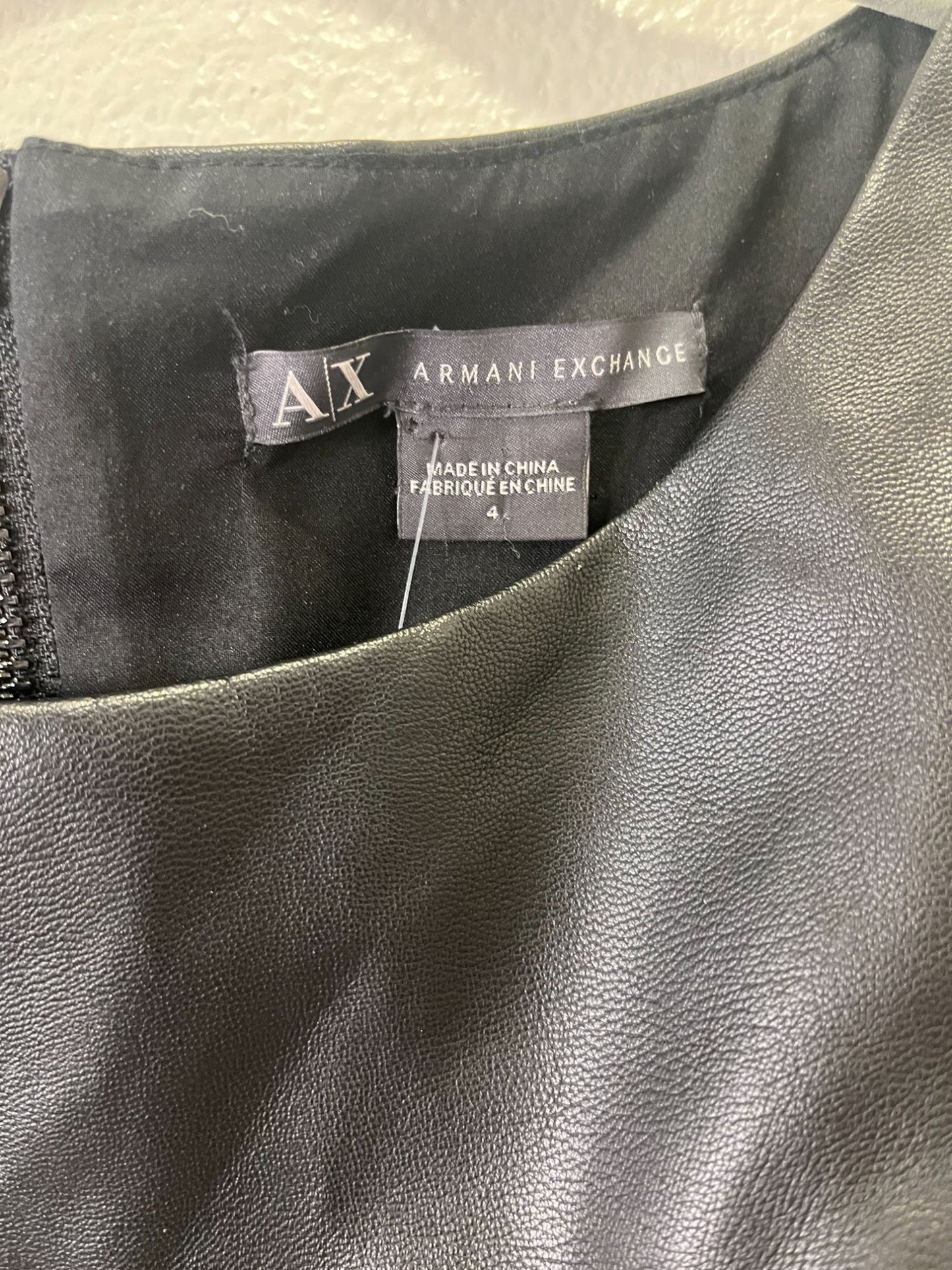 Armani Exchange Black Leather Mini Dress