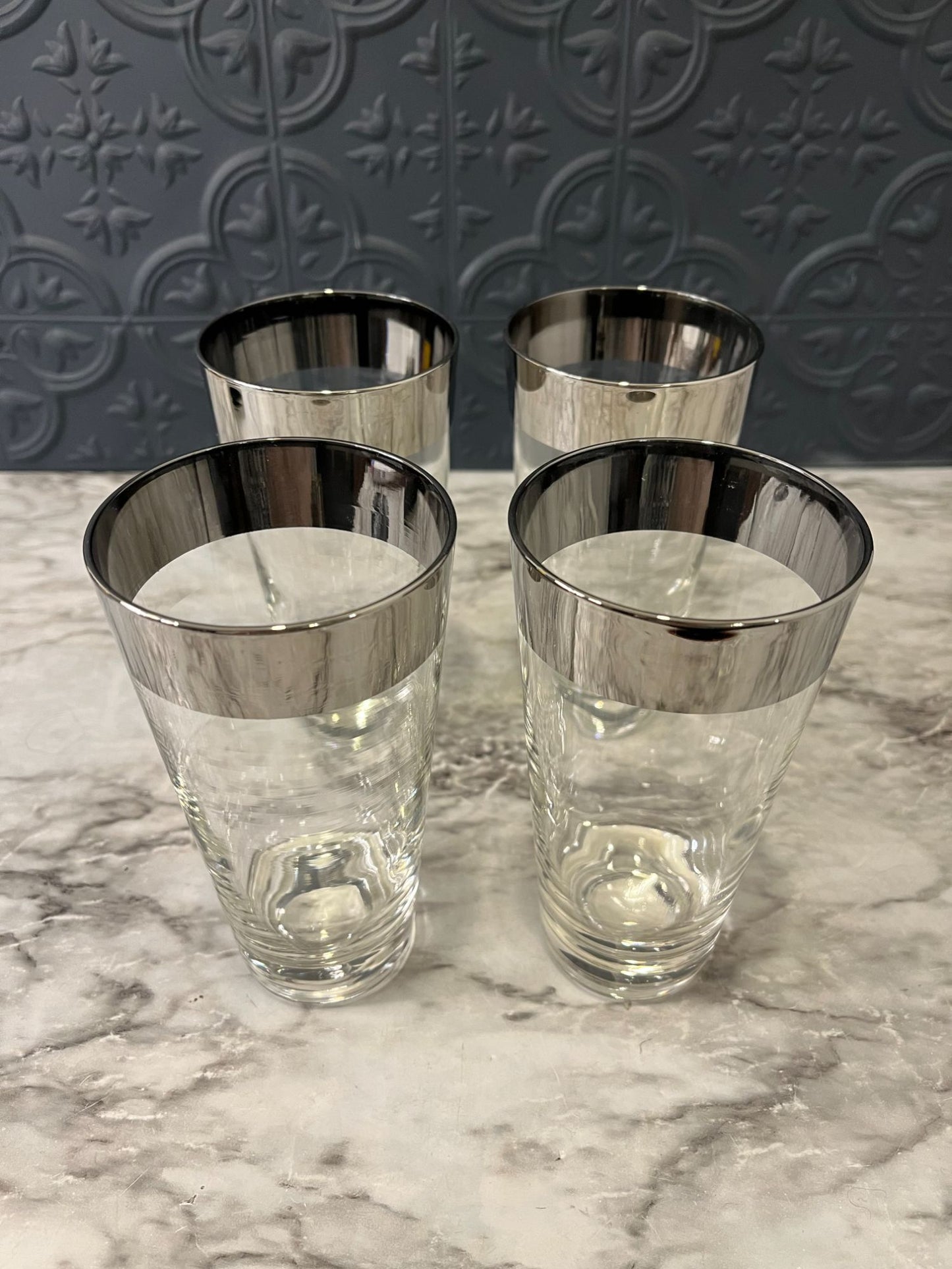 Thorpe Silver rim drinking glasses x4