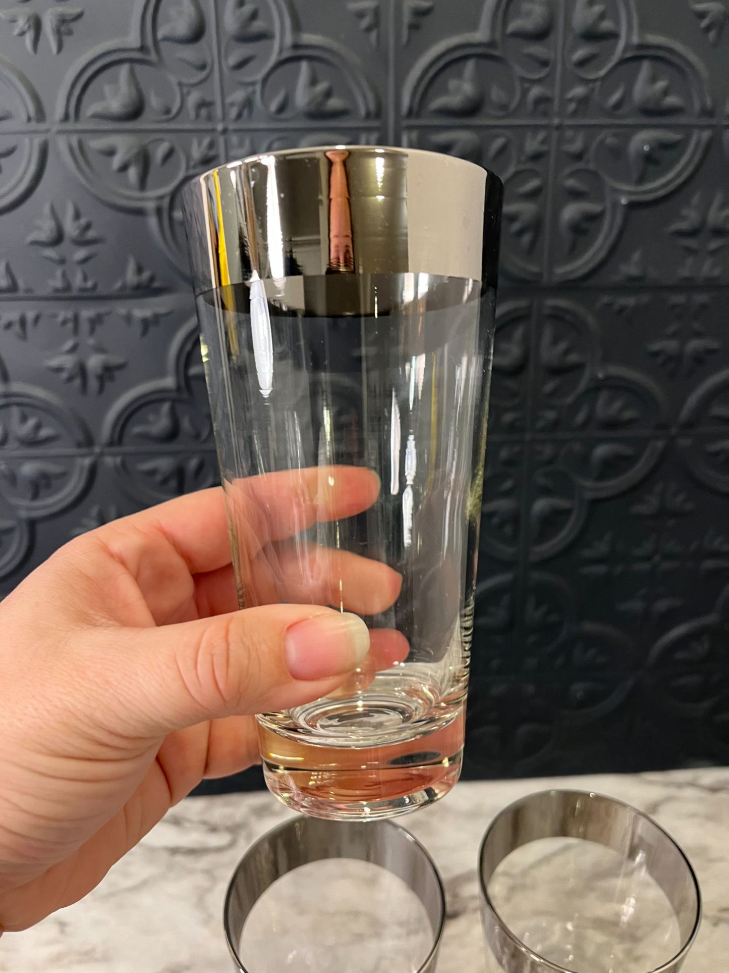 Thorpe Silver rim drinking glasses x4