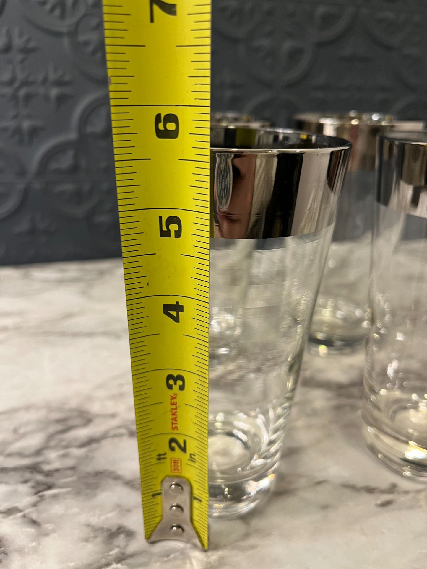 Thorpe Silver rim drinking glasses x4