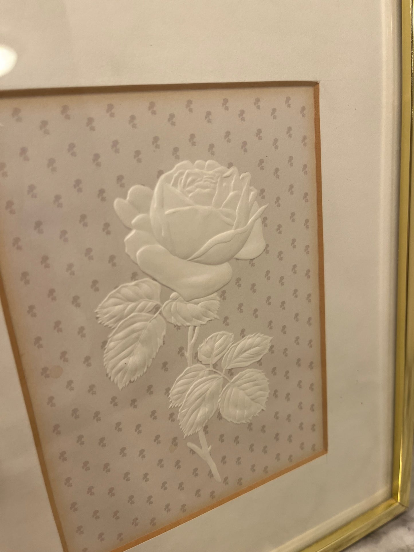 Cream Embossed Picture of Roses