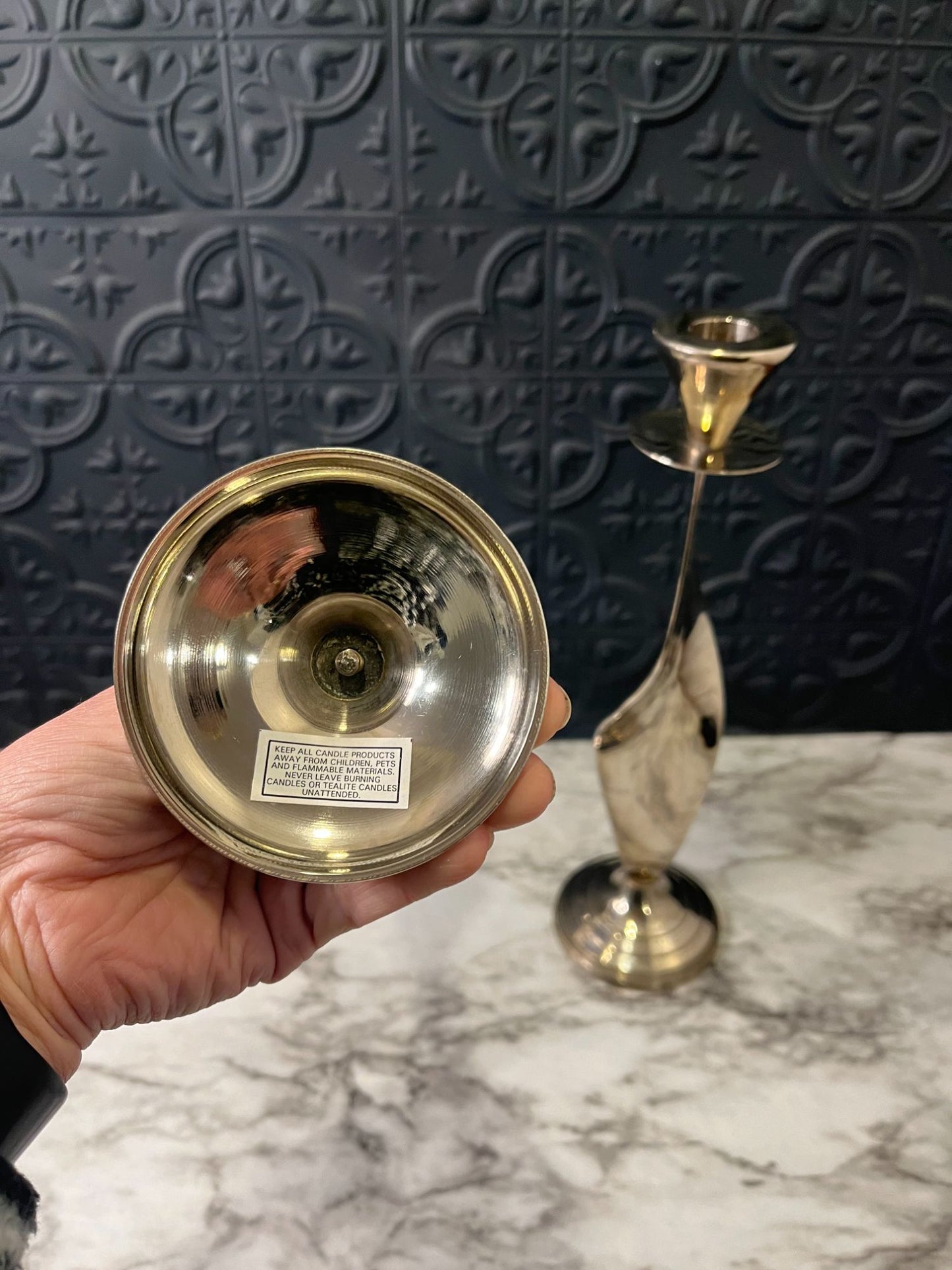 Silver Plate Twisted Candle Holders x 2