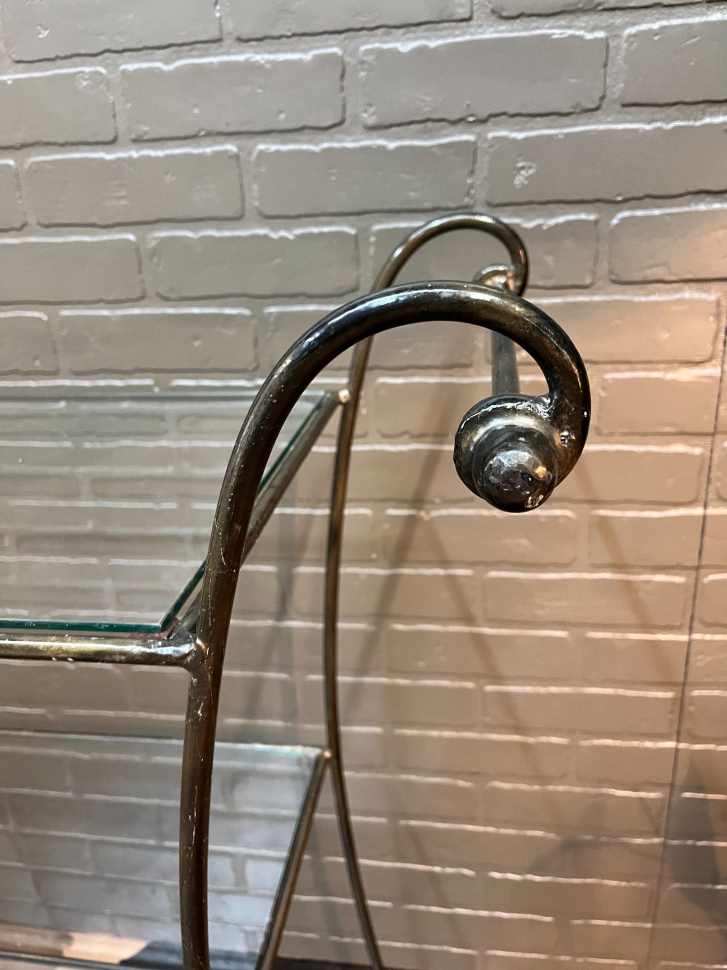 Wrought Iron and Glass Three Tier Shelf