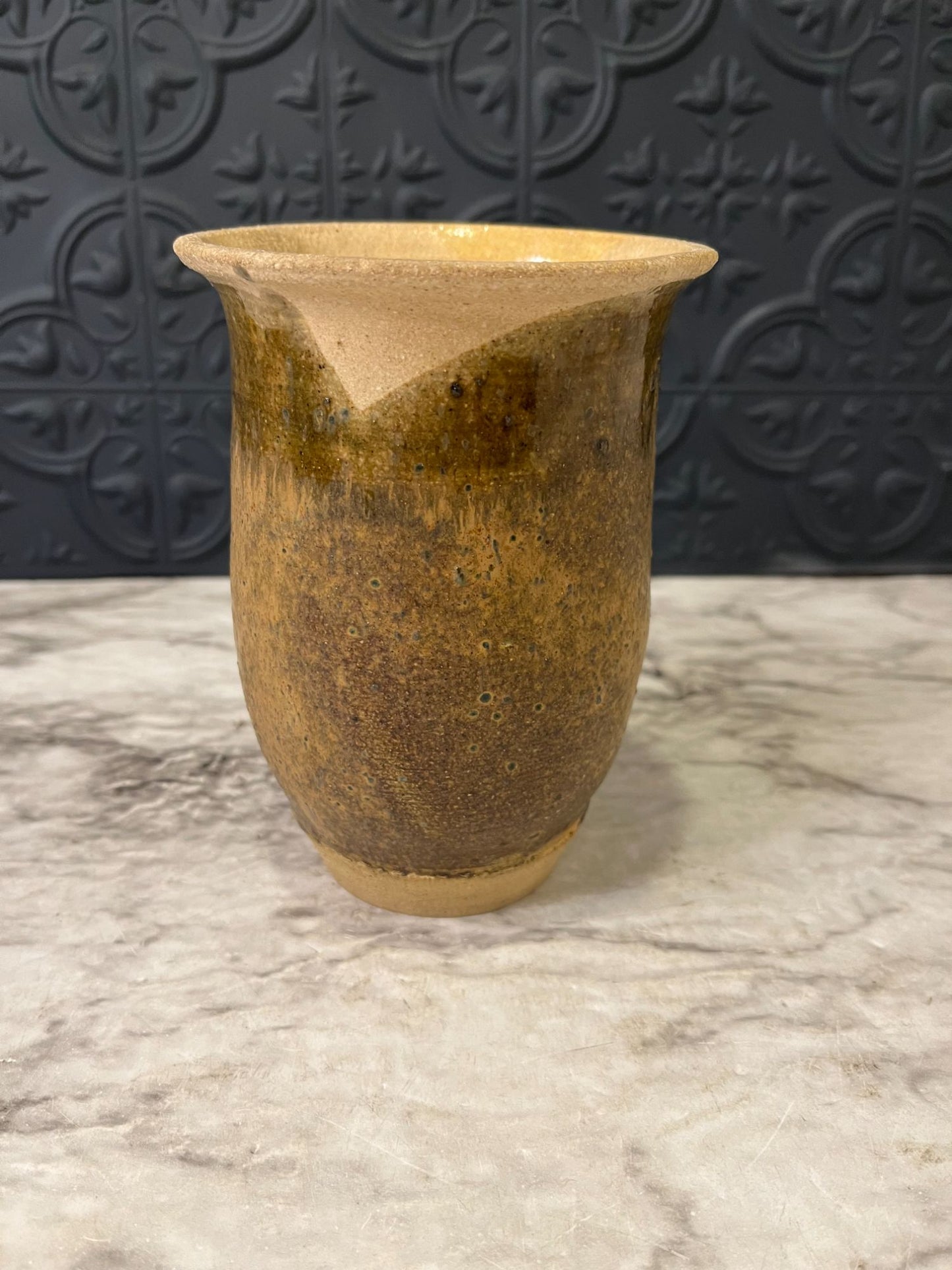 Peach and Brown Pottery Vase