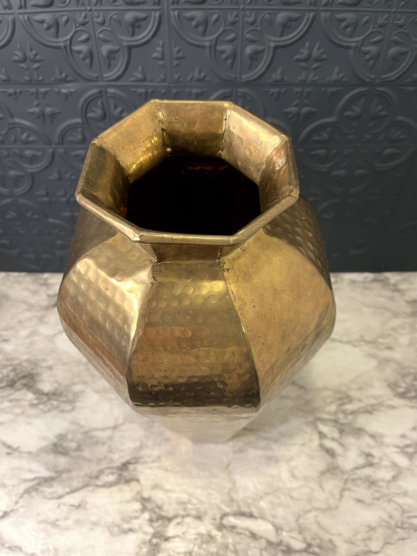 Large Brass Dimpled Vase