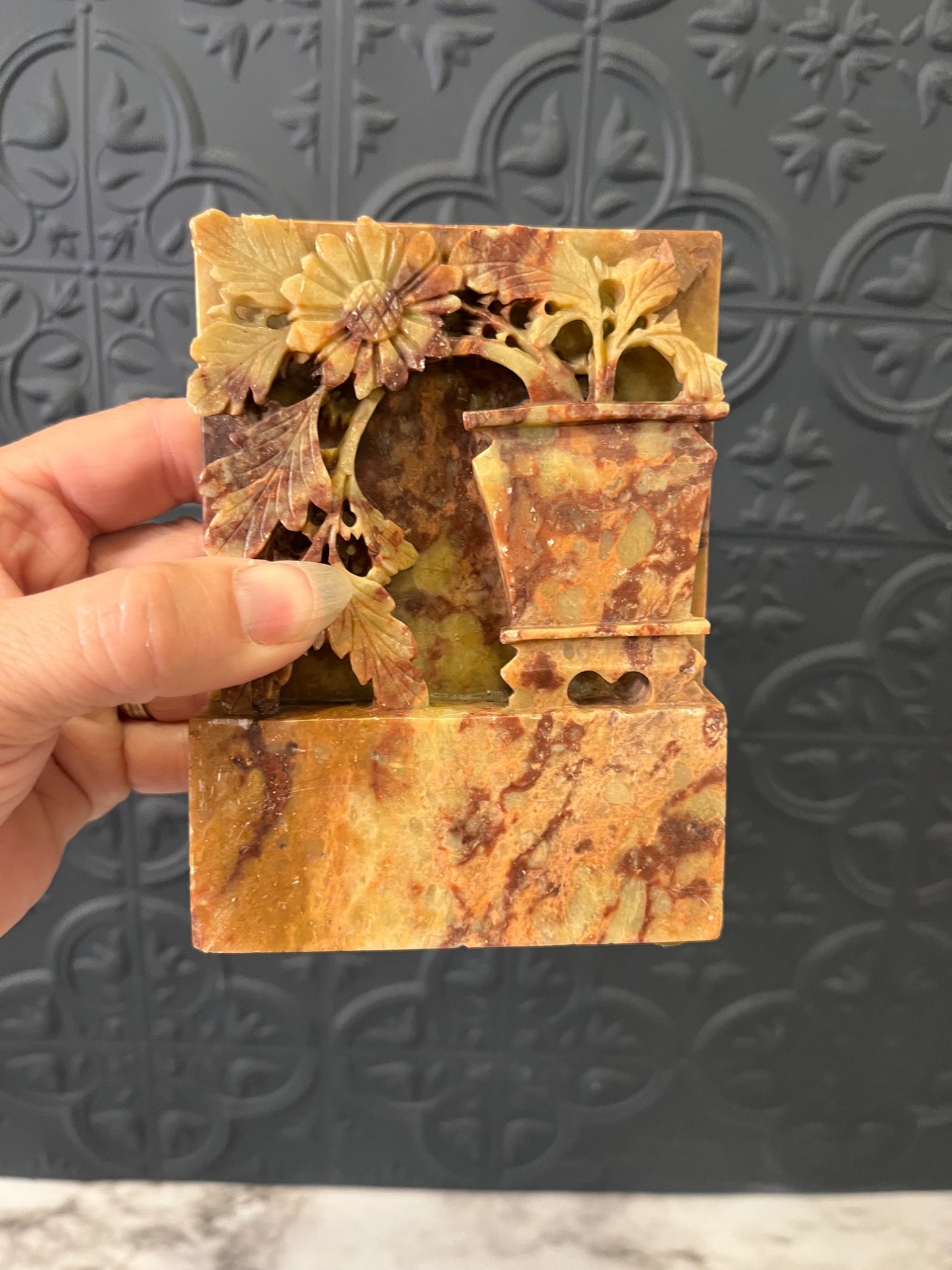 Chinese Carved Soapstone Bookend