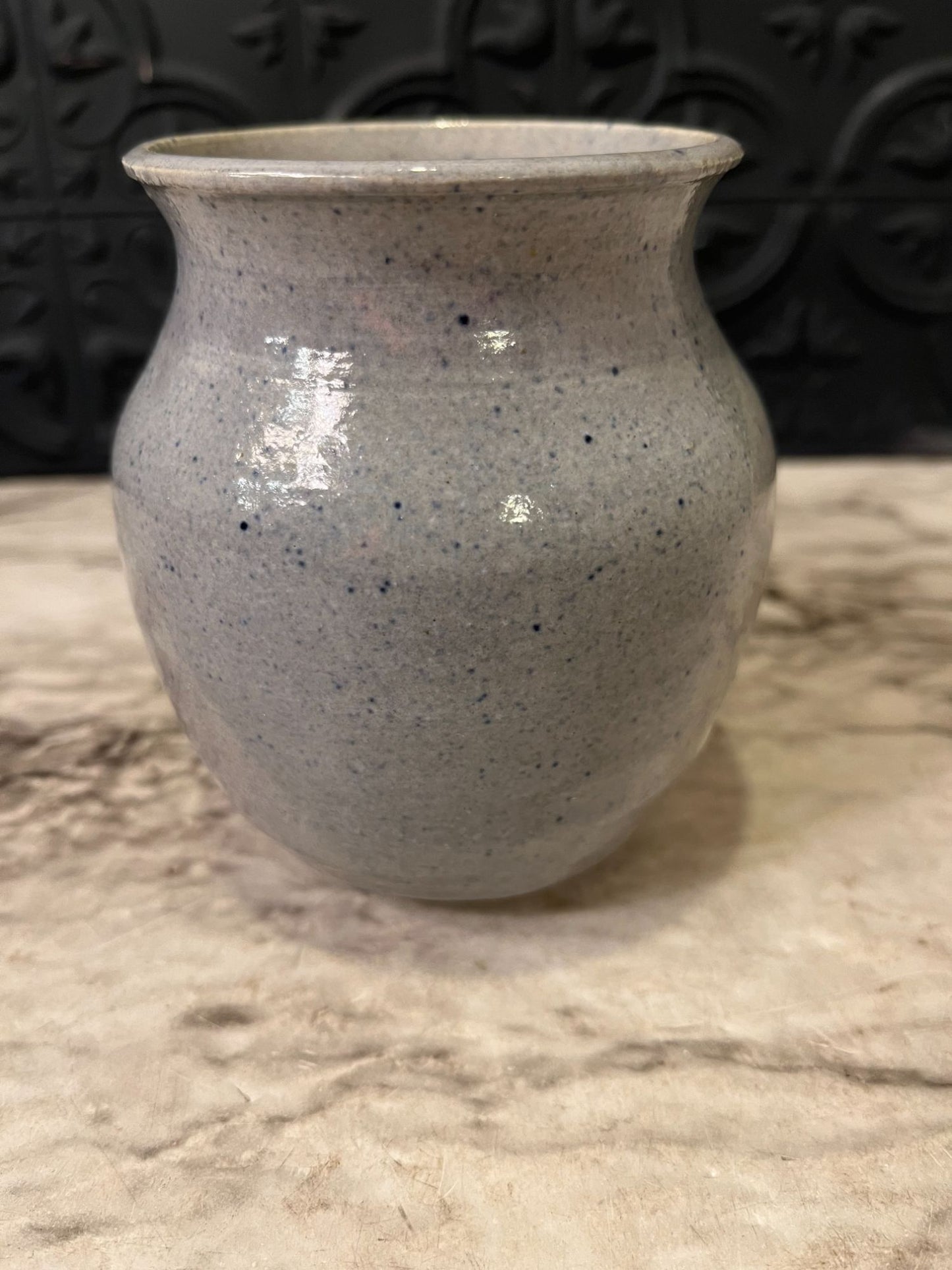 Blue and Cream Drip Pottery Vase