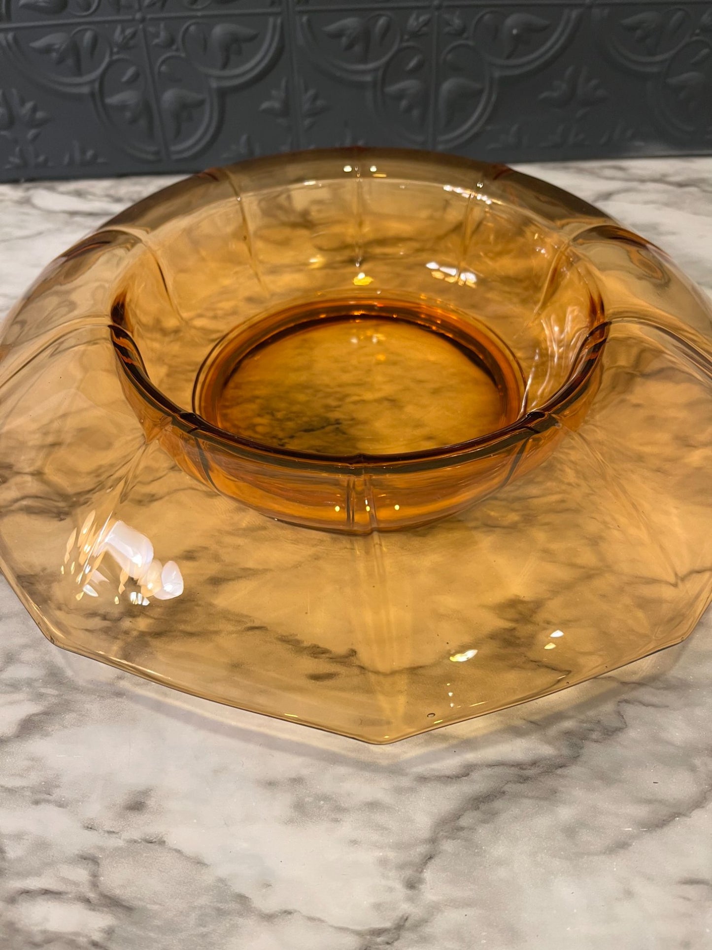 Amber Rolled Edge Glass Bowl