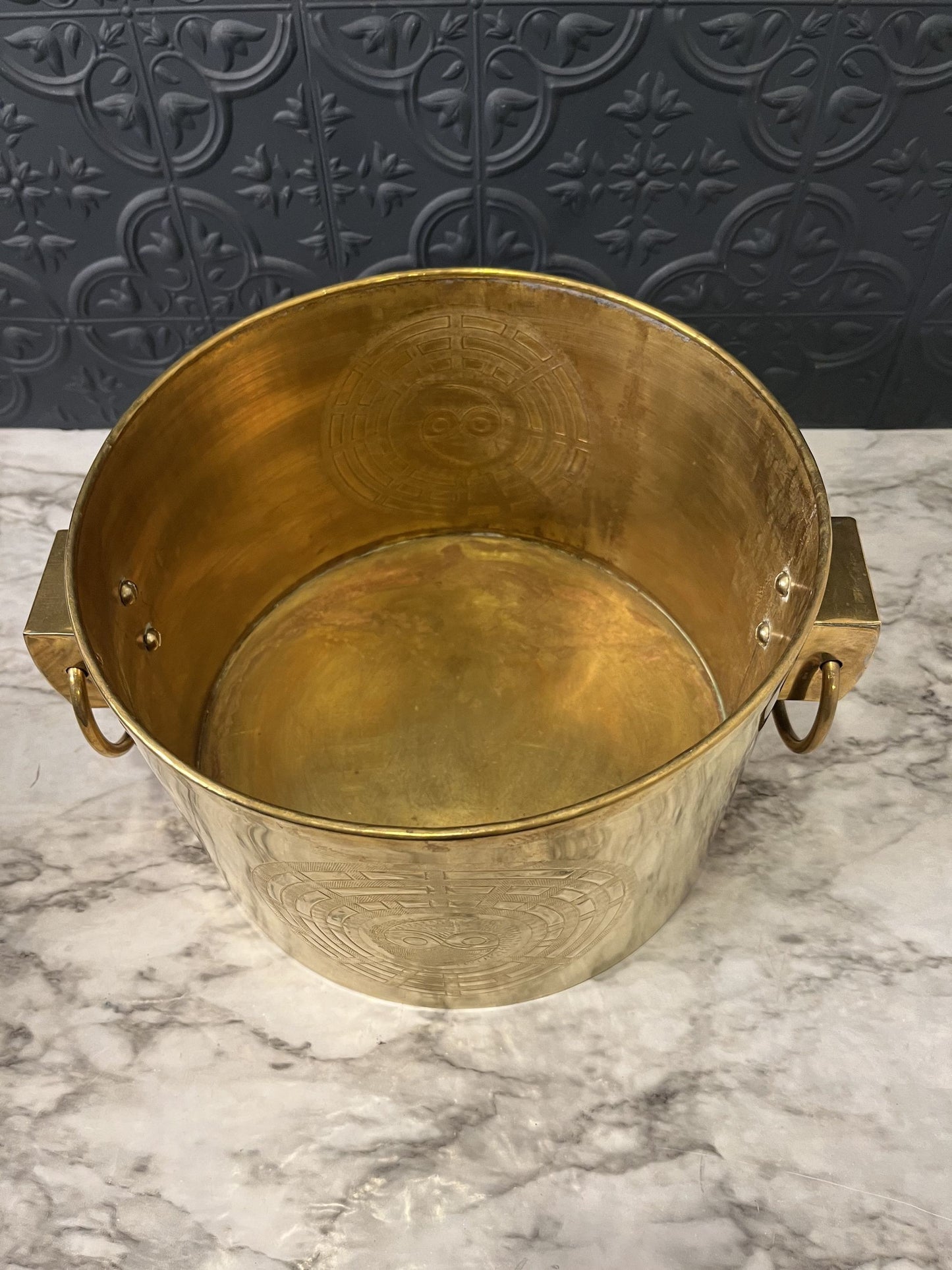 Brass Planter With Owl Detail Handles