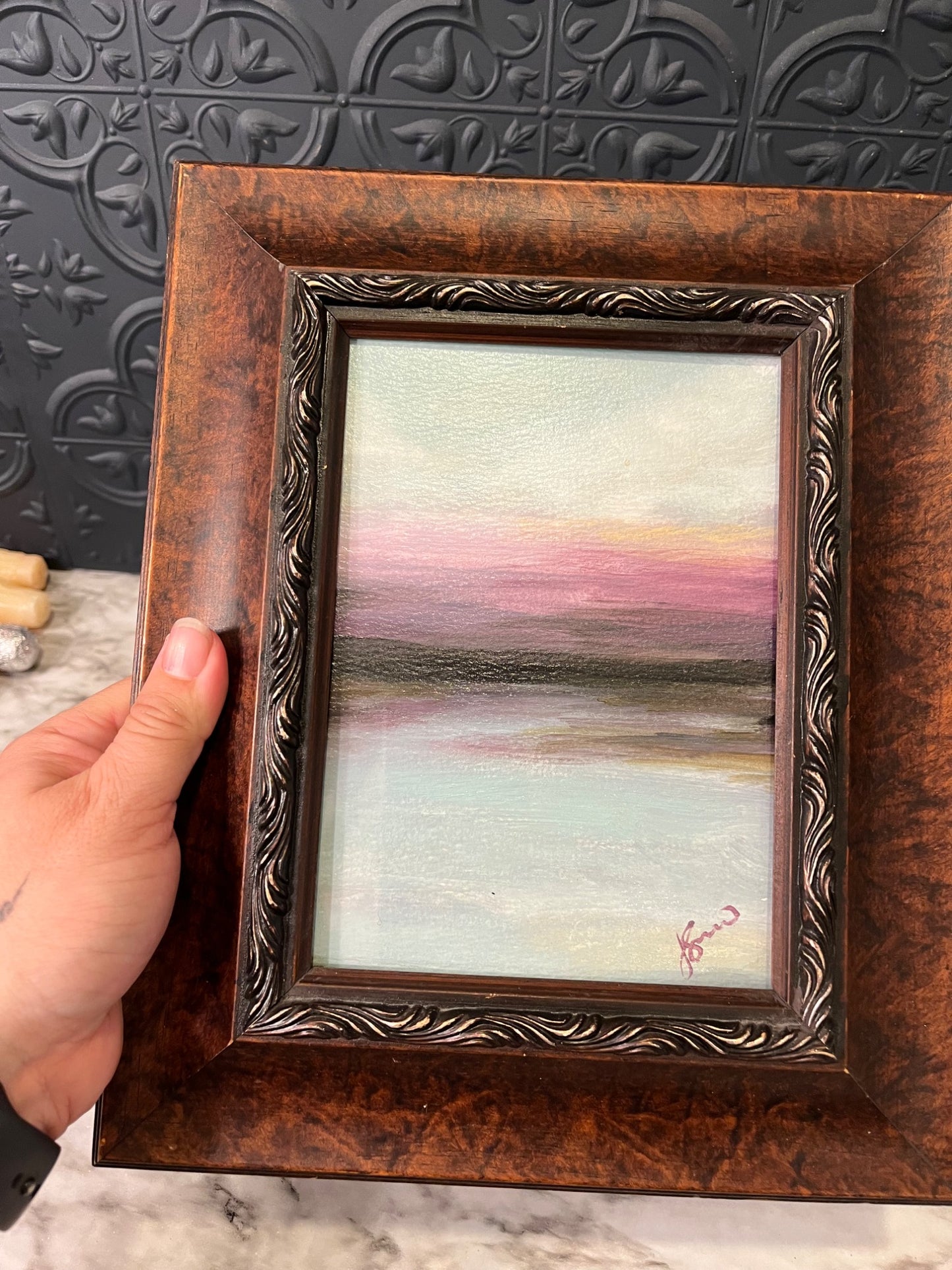 Purple and Blue abstract landscape painting by Jessie