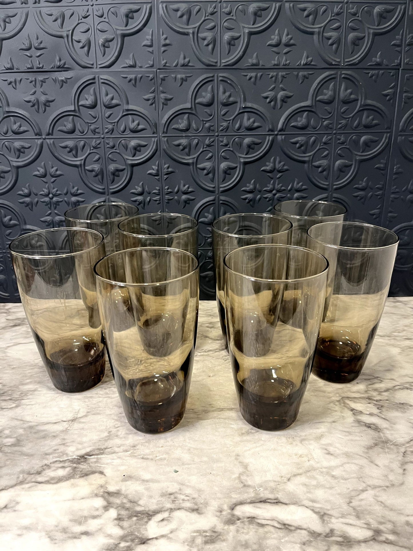 Libbey Smoke Glass Drinking Glasses Set of 8