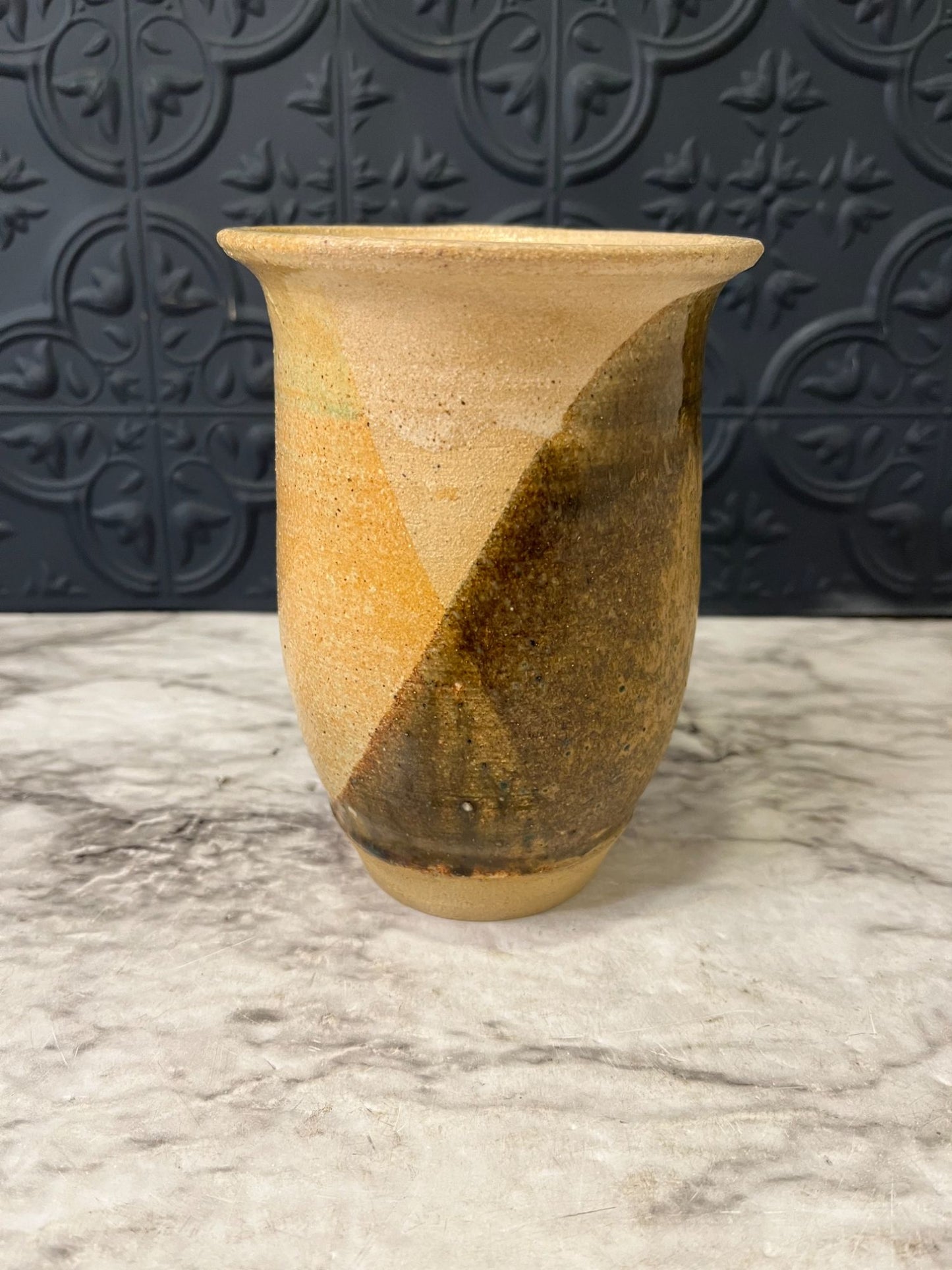 Peach and Brown Pottery Vase