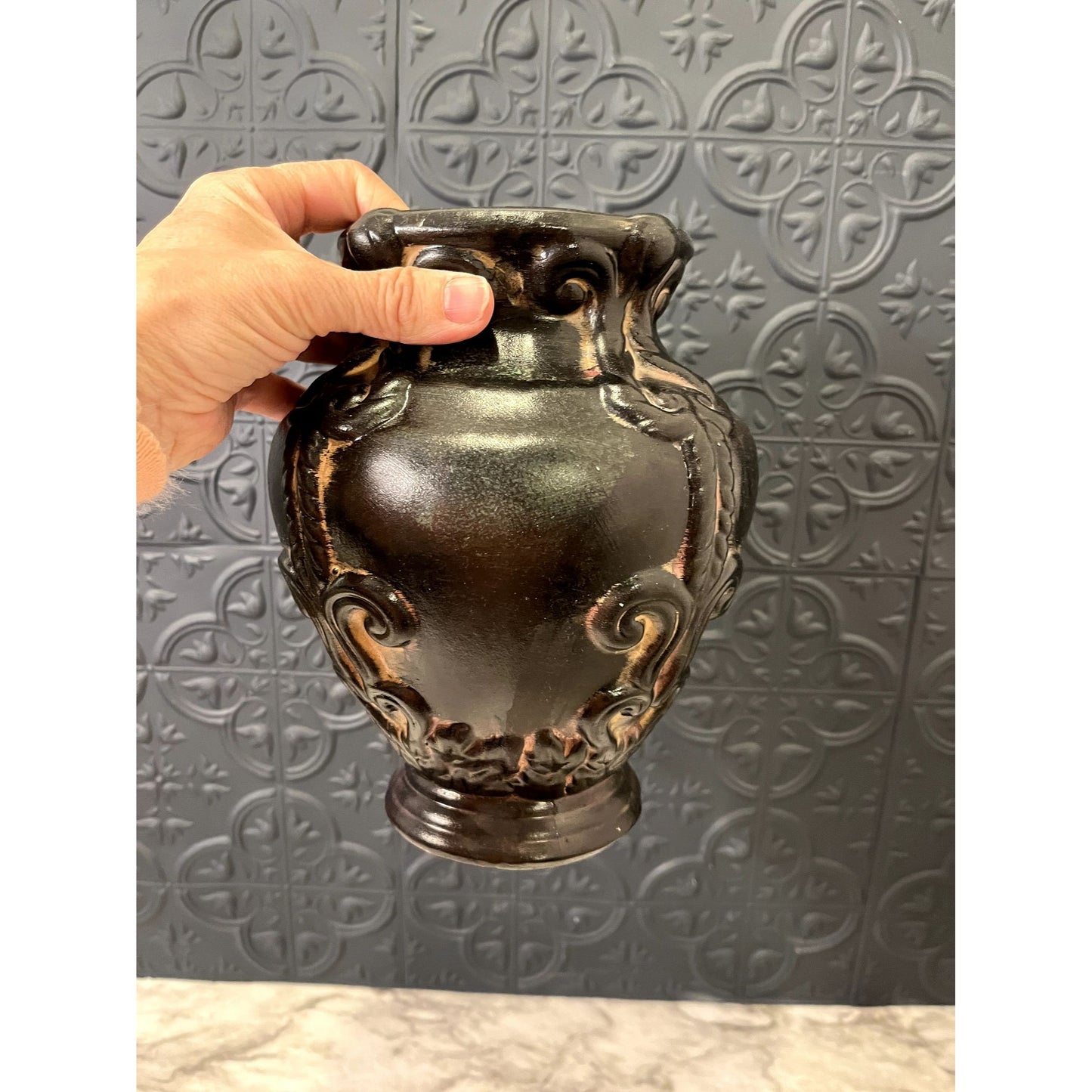 Black and Brown Detailed Vase