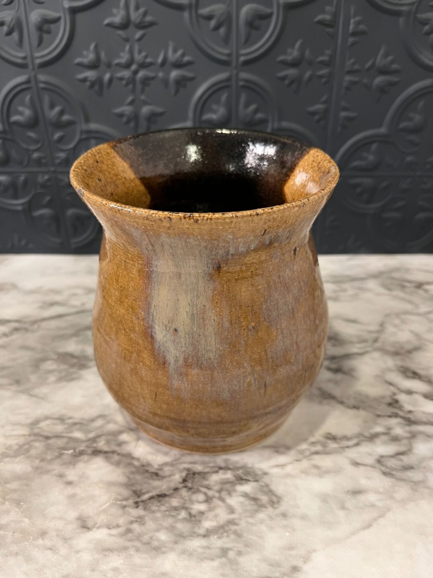 Brown Glazed Pottery Vase 2 Toned